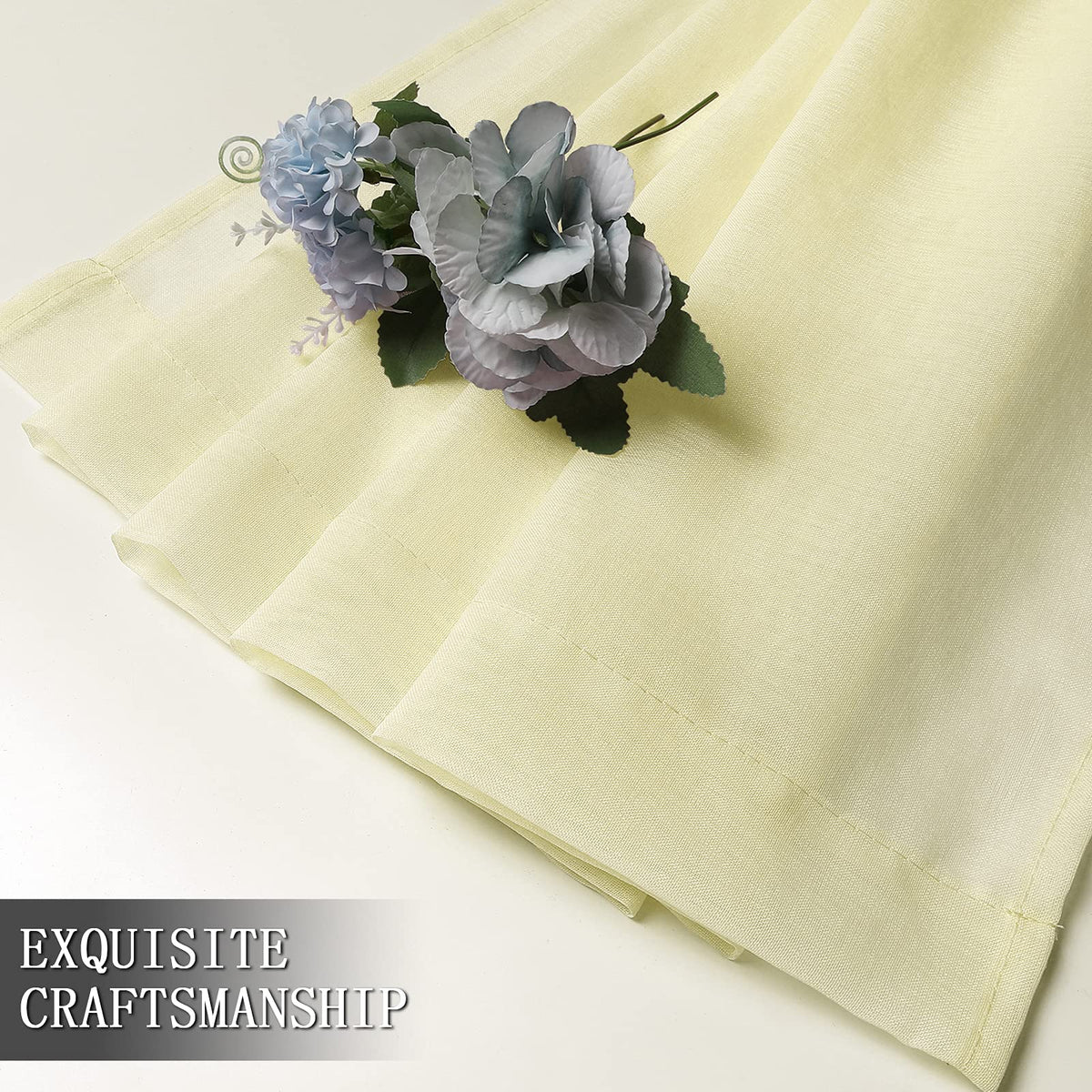 Sheer Curtains Bedroom Linen Textured Curtain Sheers Light Filtering Voile Rod Pocket Curtains for Living Room (2 Count)