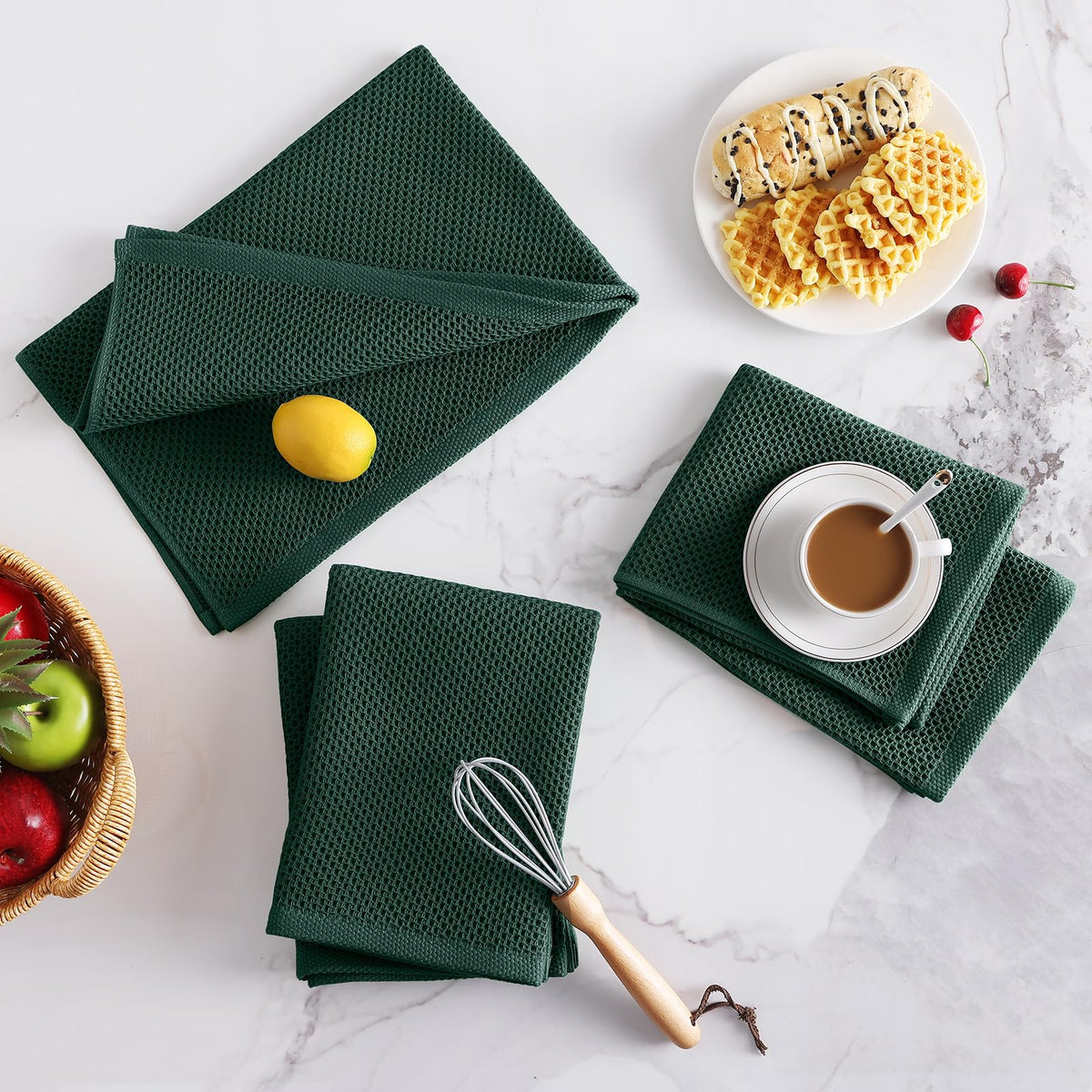 100% Cotton Oversized Waffle Weave Kitchen Towels 8 (8 Count)