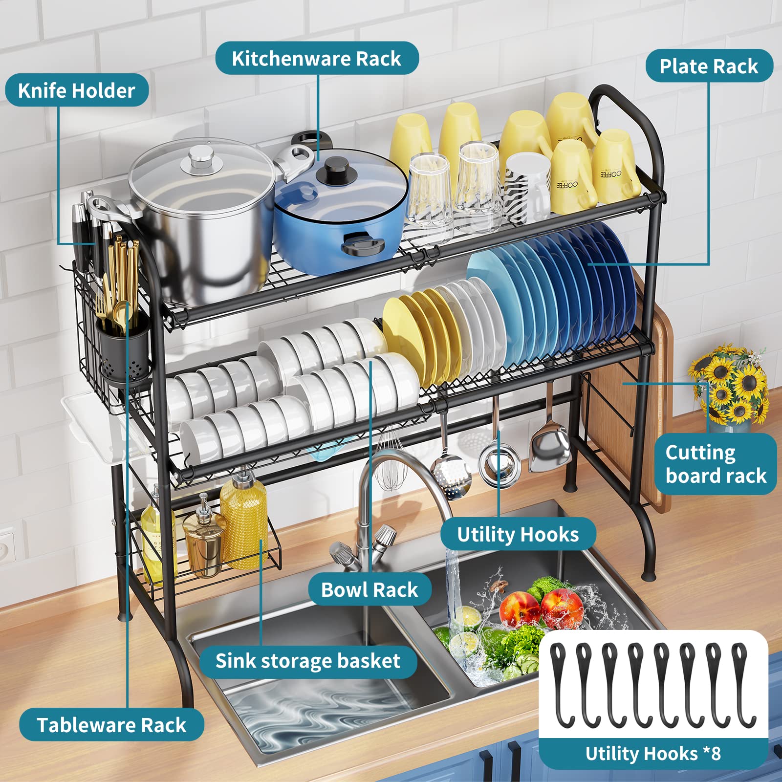 3 Tier Over The Sink Dish Drying Rack