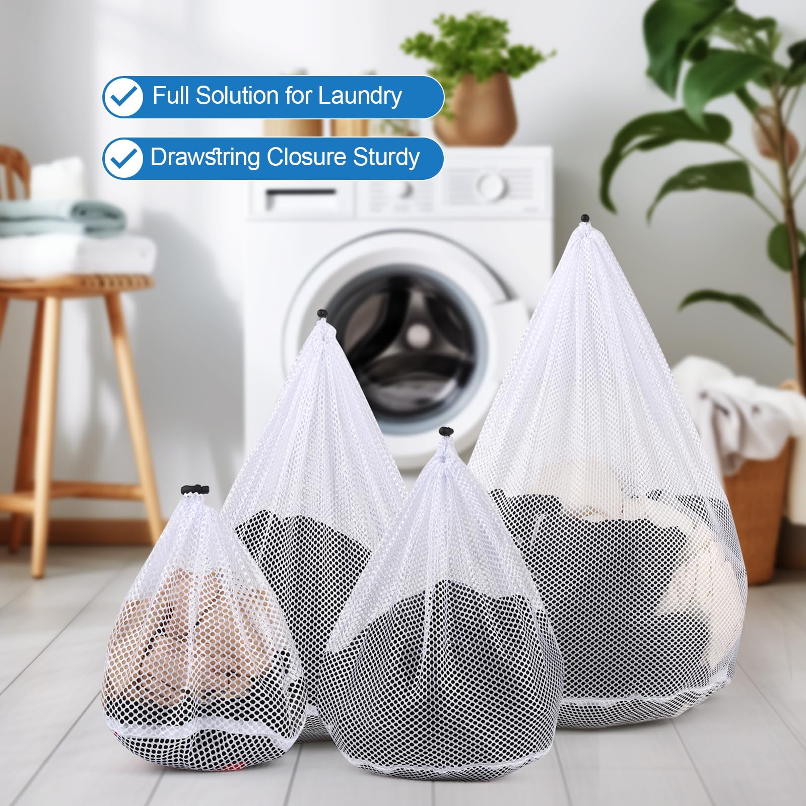4Pcs Mesh Laundry Bags Washing Machine Mesh Wash Bags for Clothes (4 Count)