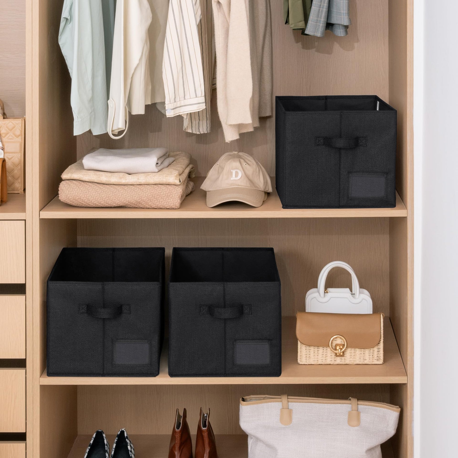 Closet Storage Bins with Label (3 Count)