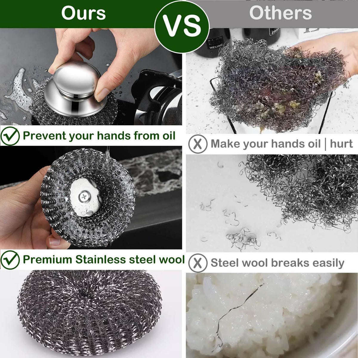 Steel Wool Scrubber with Handles (5 Count)