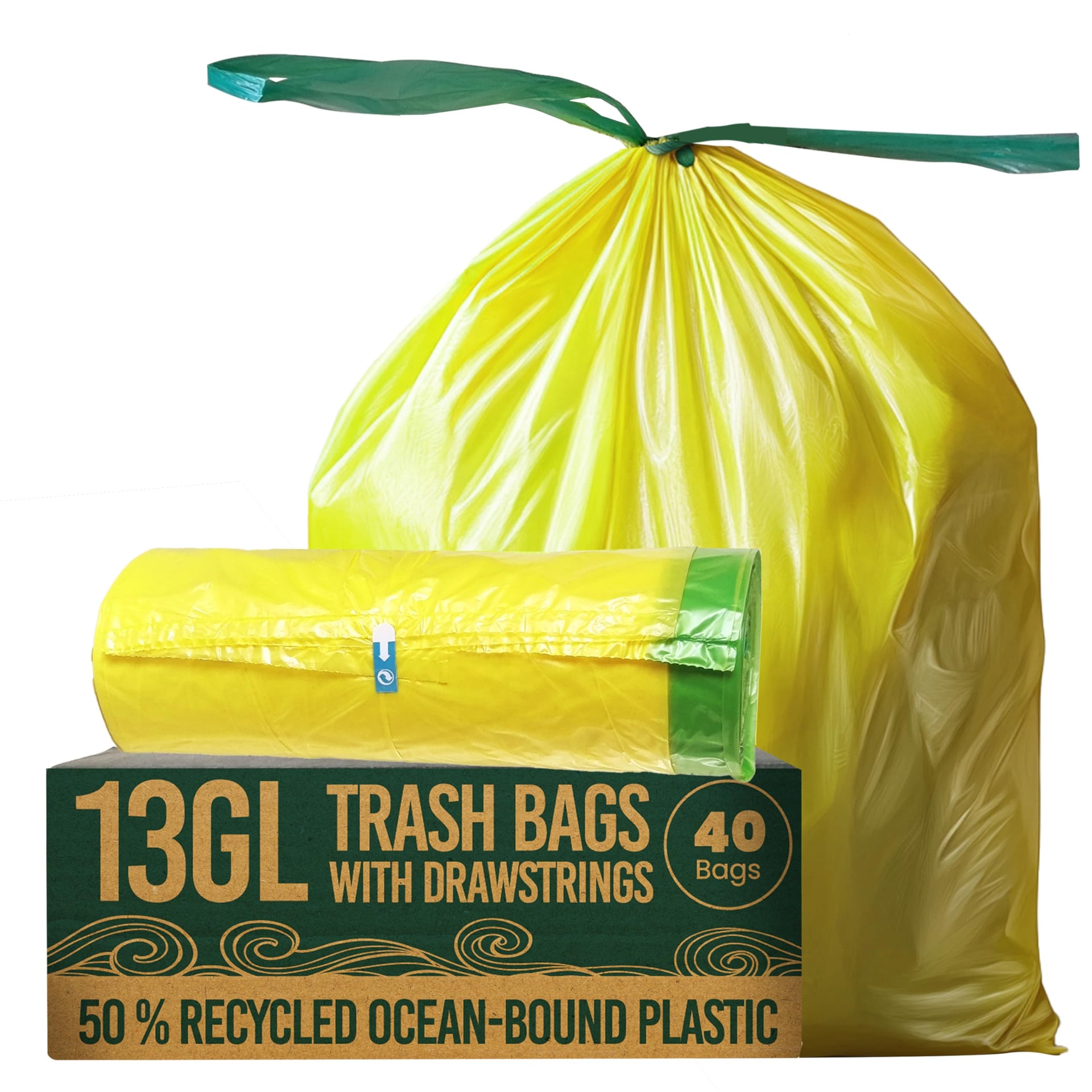 13 Gallon Trash Bags with Drawstrings (40 Count)
