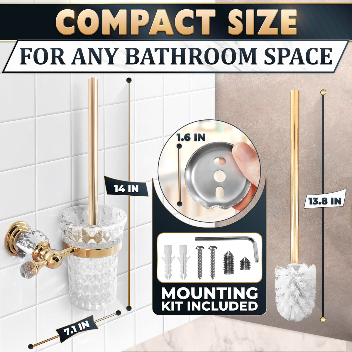 Wall Mounted Toilet Brush and Holder Set