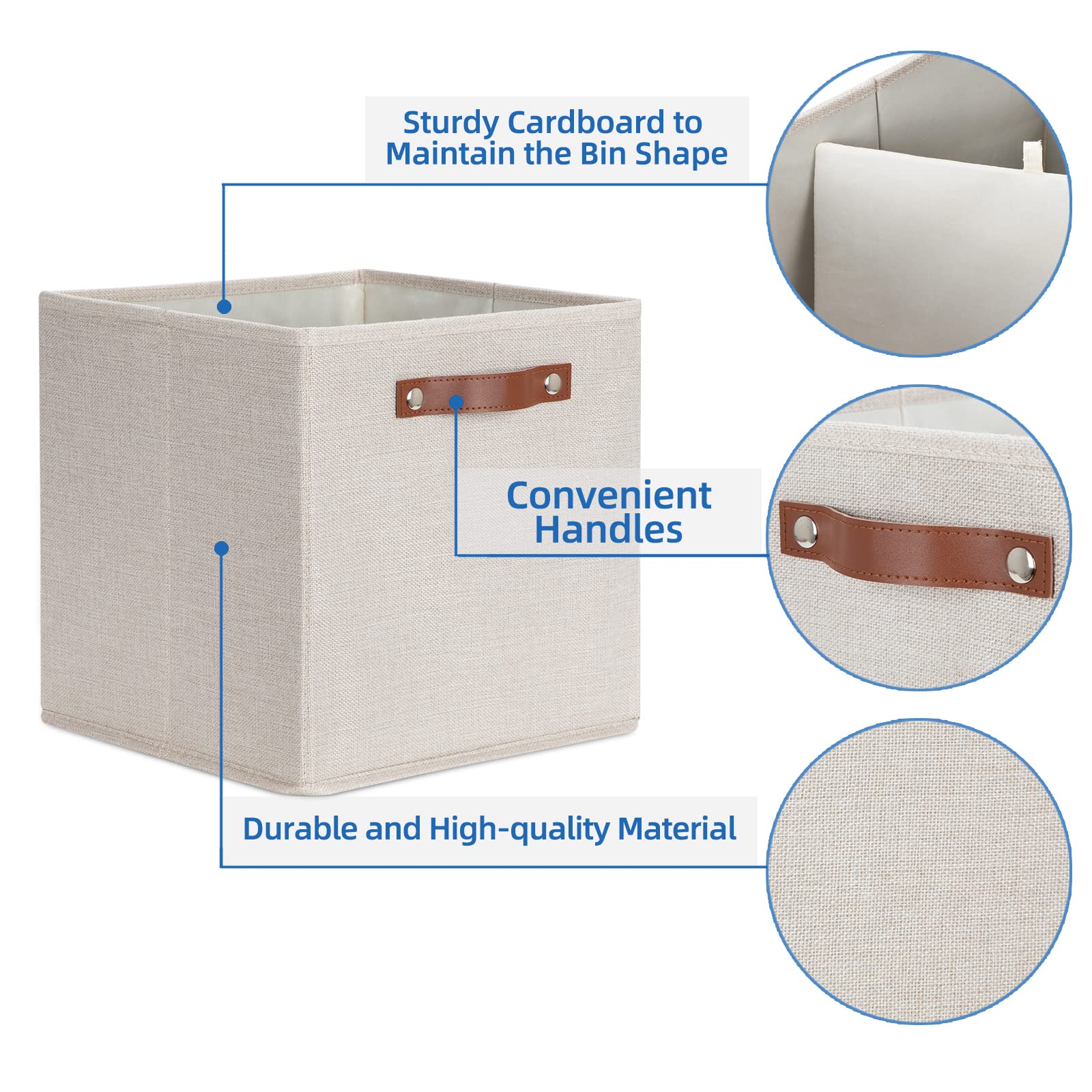 Cube Storage Bins 12 Inch Storage Cubes 4PCs Fabric Organizer Bins Boxes with Handles