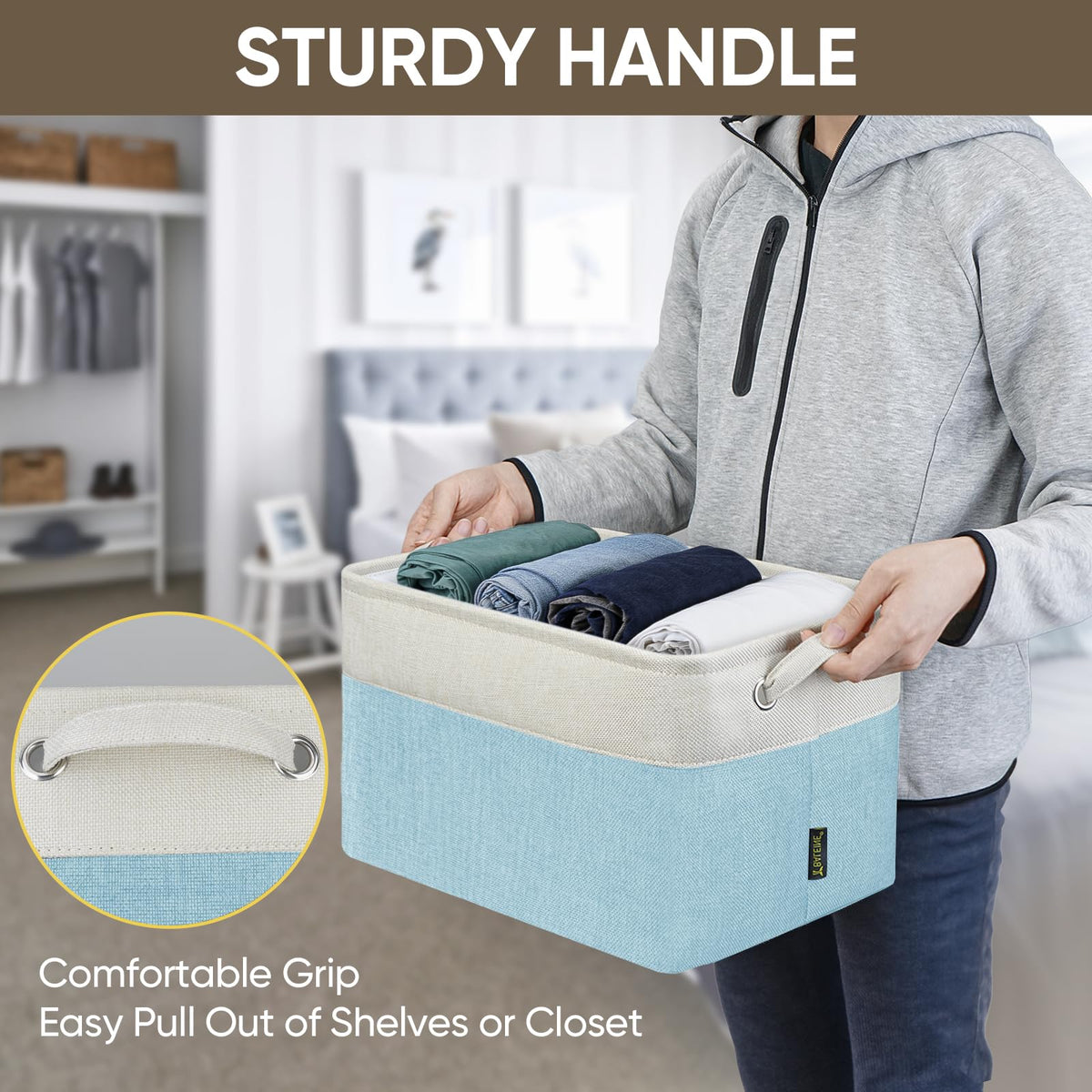 3 Pack Fabric Closet Storage Bins for Shelves (3 Count)
