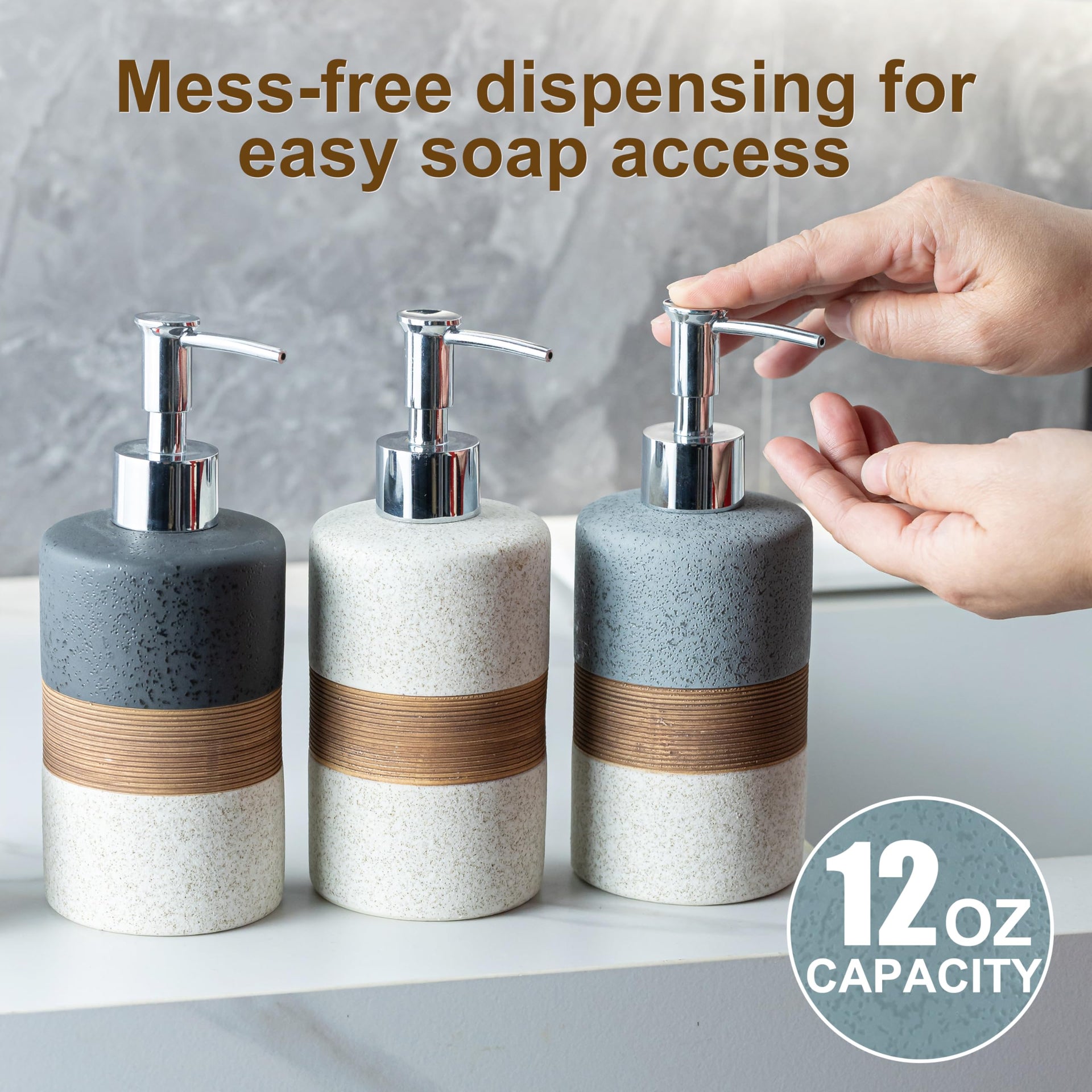 2 Pack Ceramic Soap Dispensers Set (2 Count)