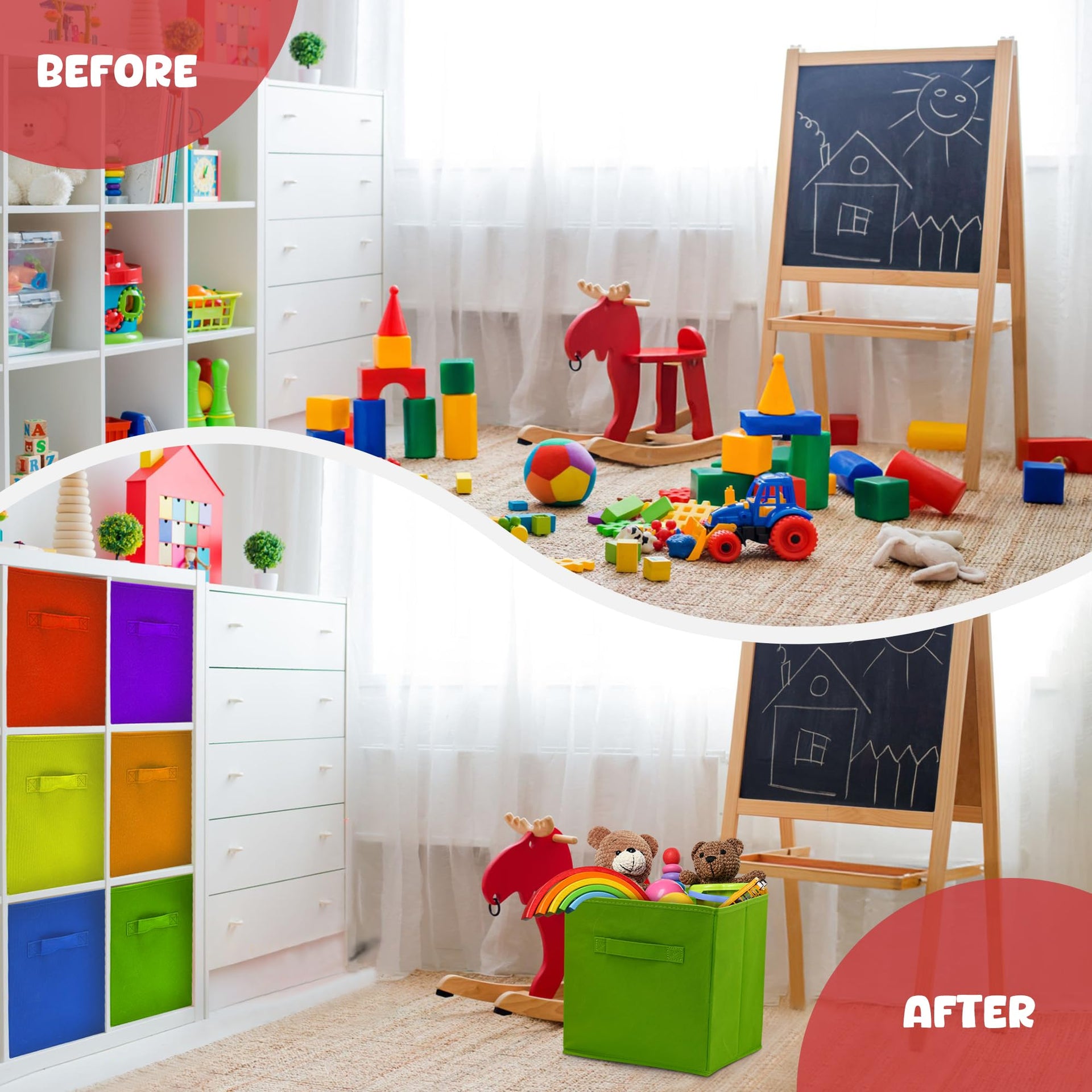 6 Packs 11 Inch Rainbow Color Storage Cube Bins (6 Count)
