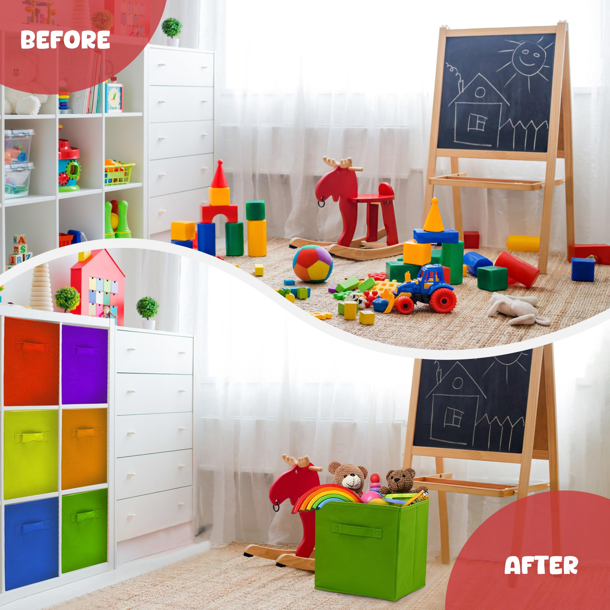 6 Packs 11 Inch Rainbow Color Storage Cube Bins (6 Count)