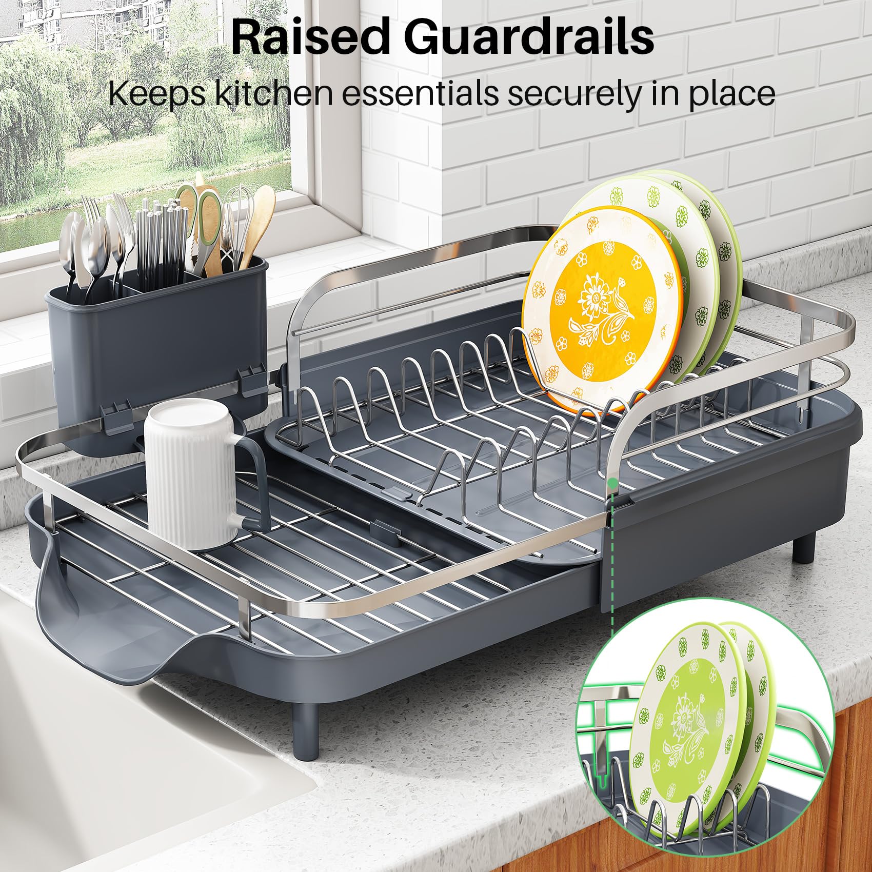 Expandable Dish Drying Rack for Small Kitchen Counter