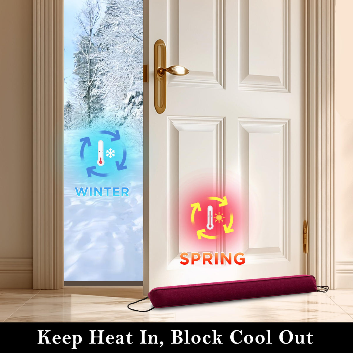 Door Draft Stopper with Removable Washable Cover
