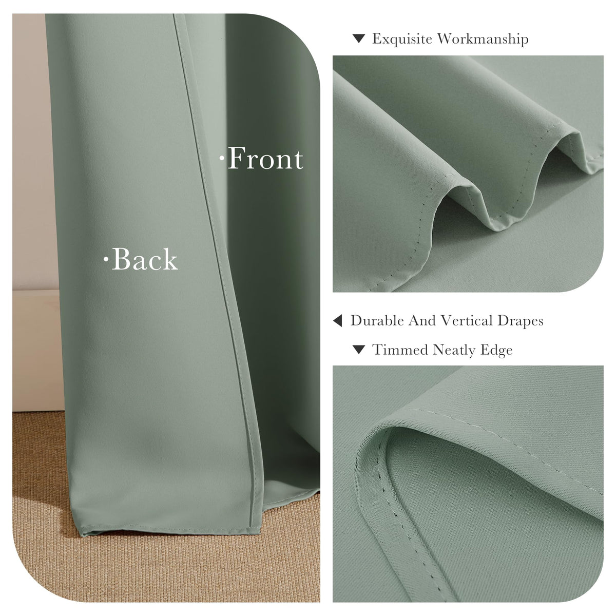 Sage Green Kitchen Curtains 45 inch Length (2 Count)