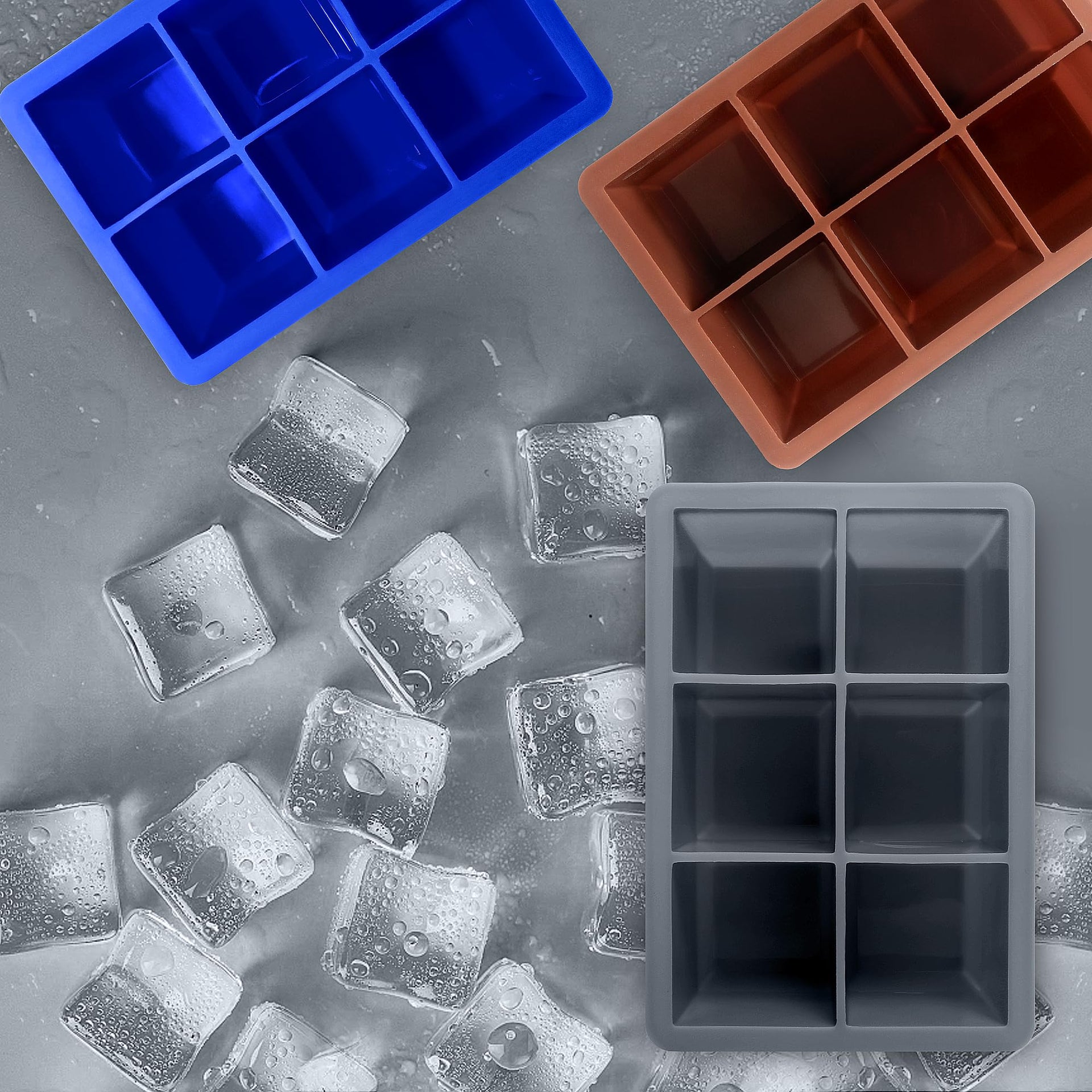 Silicone Ice Cube Trays 3 Pack (3 Count)