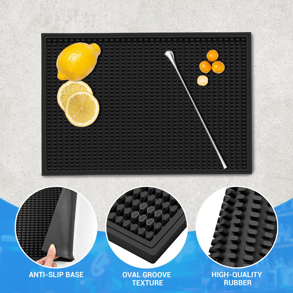 Bar Mat Premium 18"X12" Rubber Bar Mats for Countertop