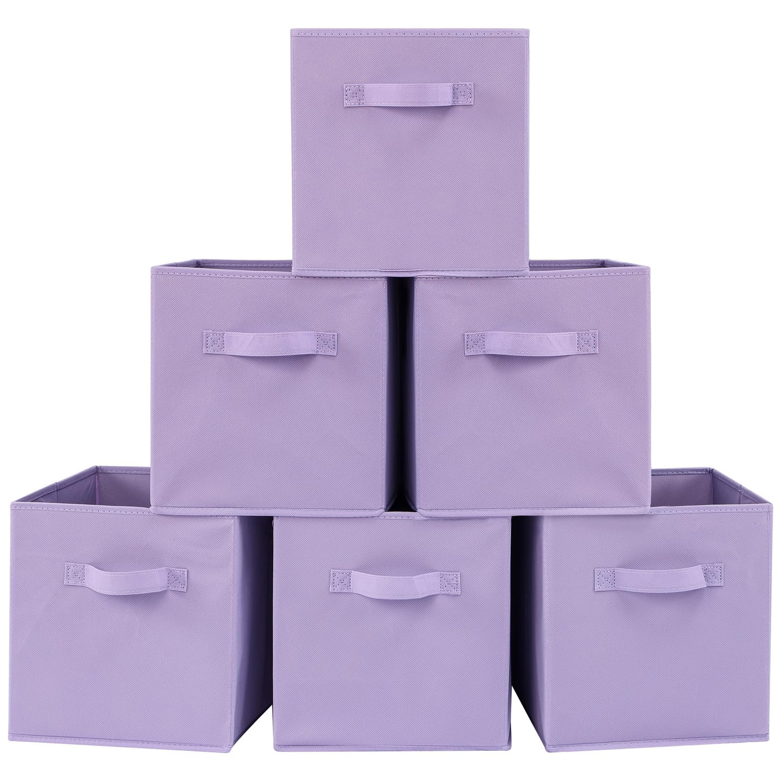 Fabric Storage Bins 6 Pack Fun Colored Durable Storage Cubes with Handles Foldable Cube Baskets for Home (6 Count)