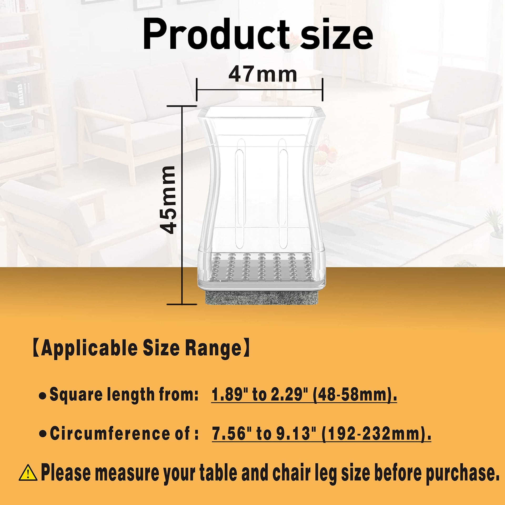 Clear Square Chair Leg Floor Protectors for Hardwood (16 Count)