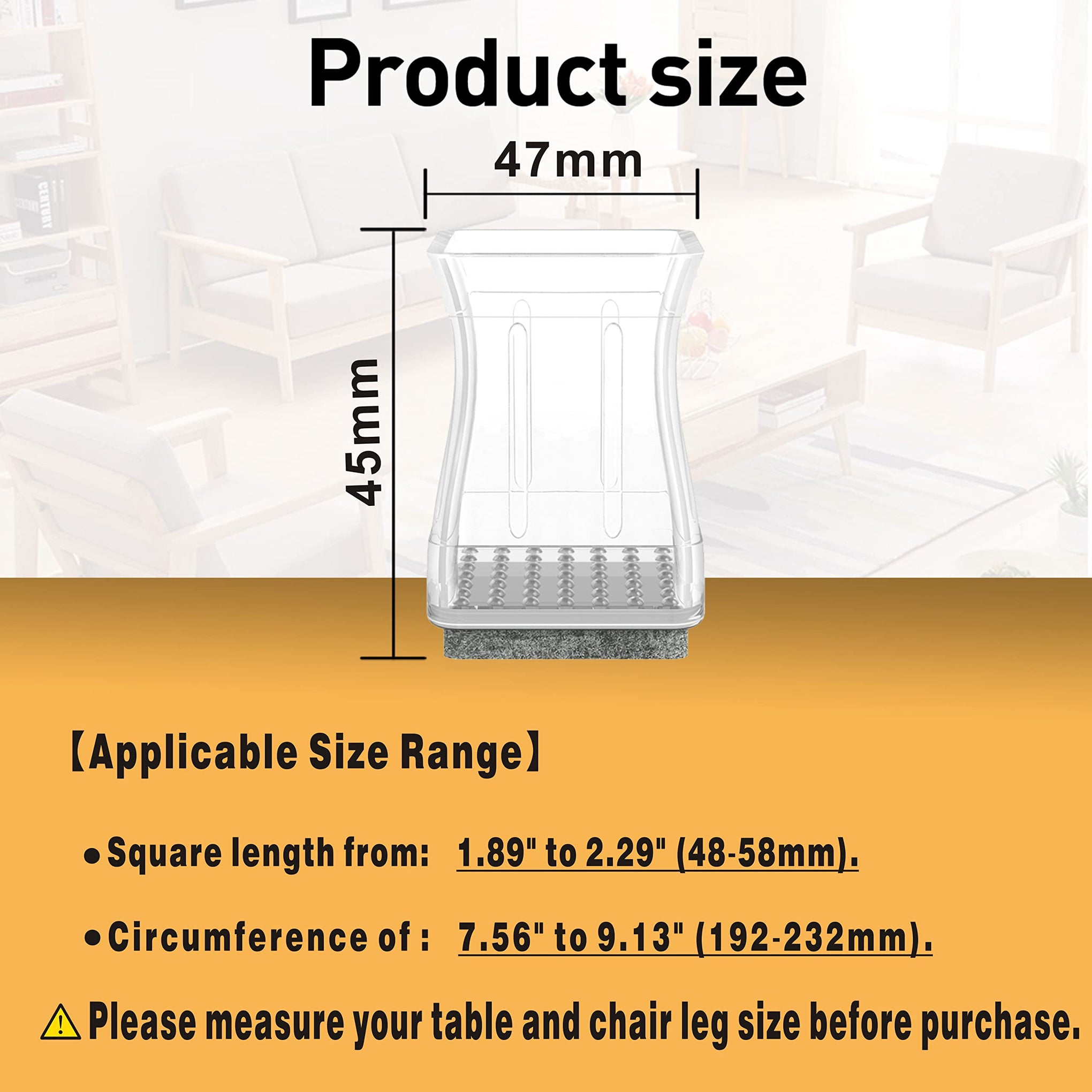 Clear Square Chair Leg Floor Protectors for Hardwood (16 Count)