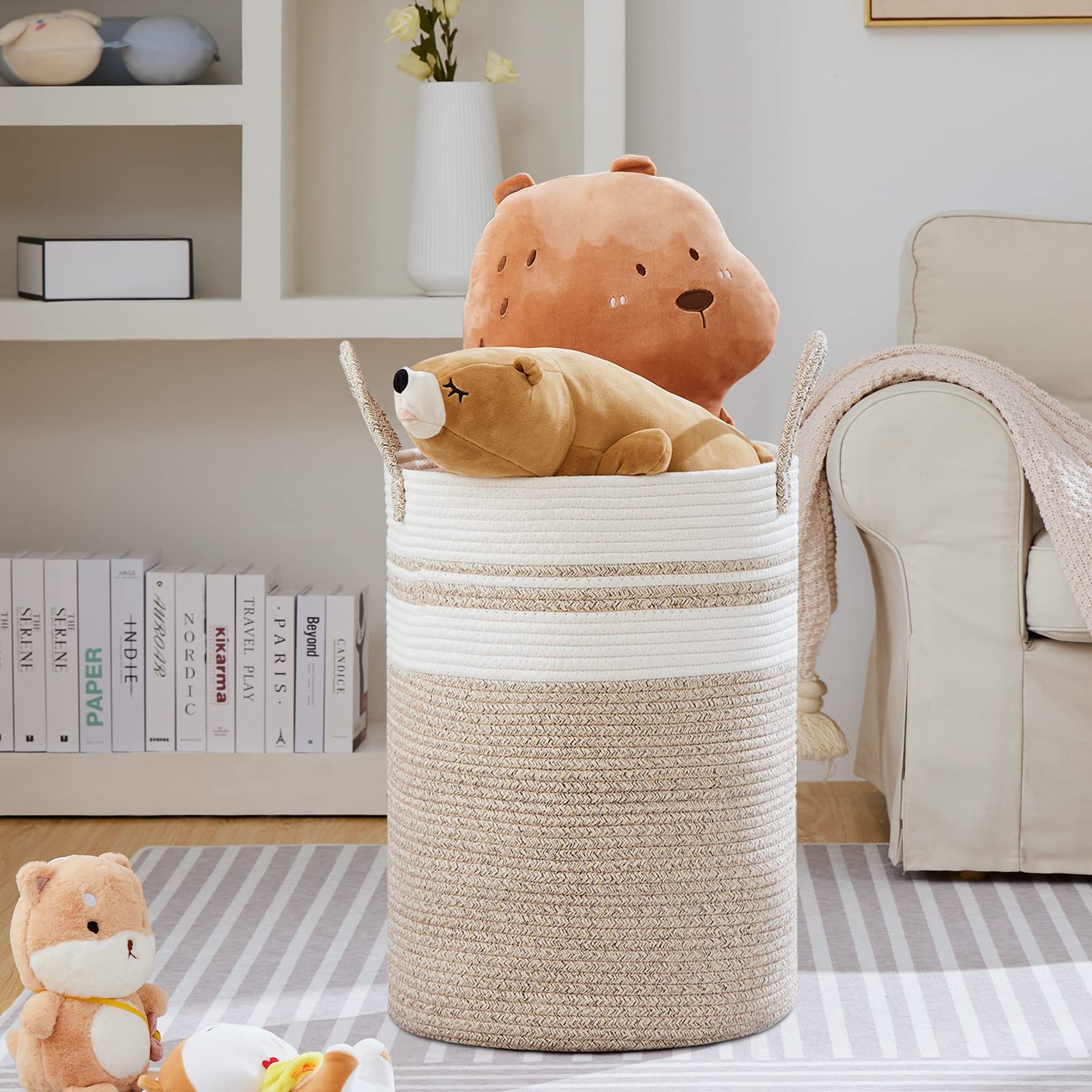 100L Extra Large Woven Laundry Basket Hamper