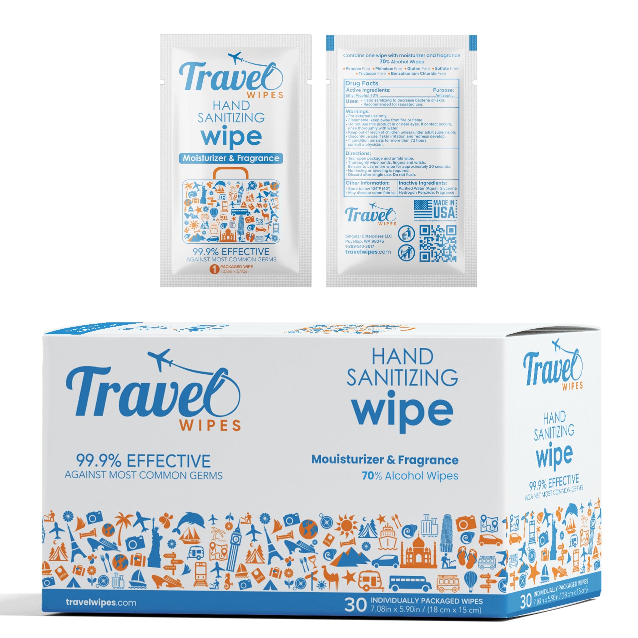 Hand Sanitizing Travel Wipes (30 Count)