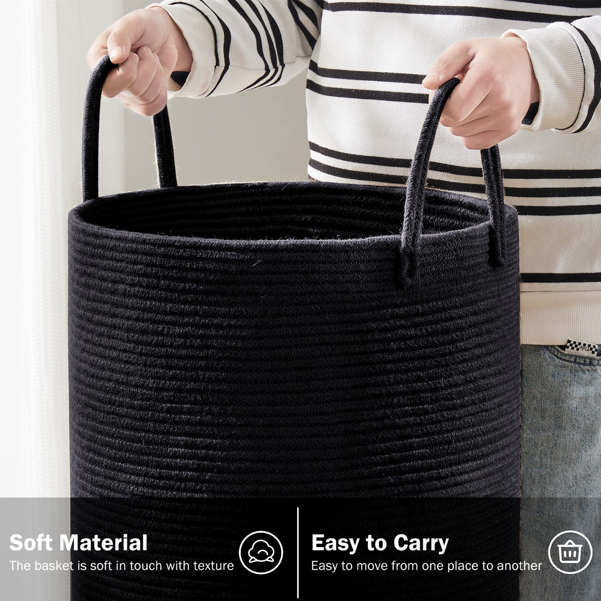 Woven Rope Laundry Hamper Basket - ModHome Supplies
