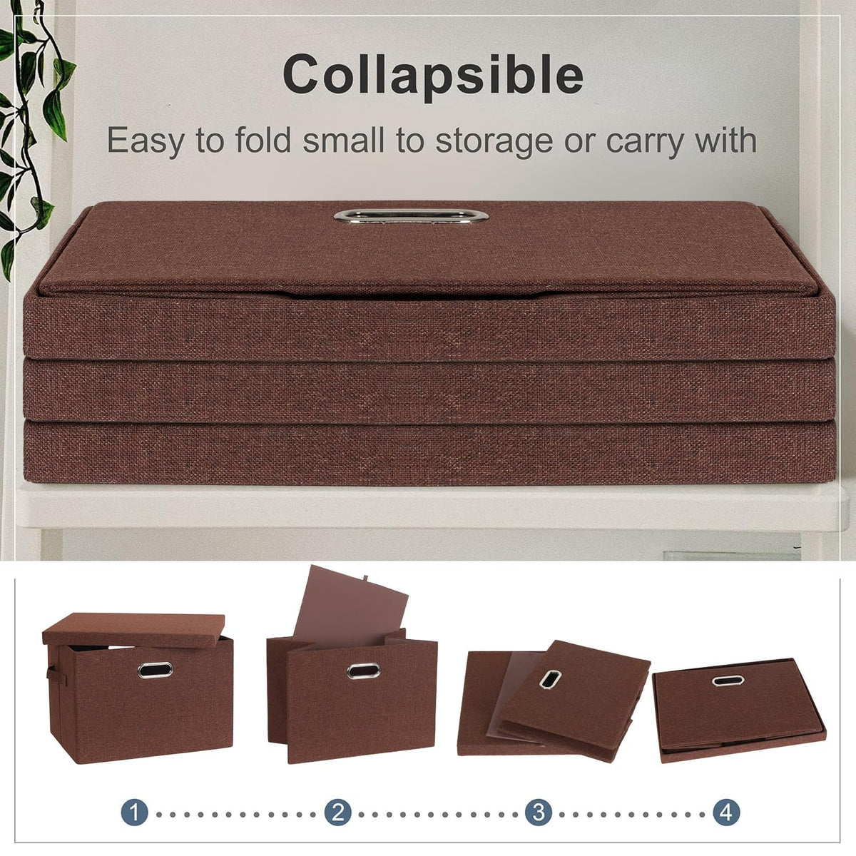 Storage Bins with Lids Fabric Closet Organizers Cubes Office Organization (3 Count)