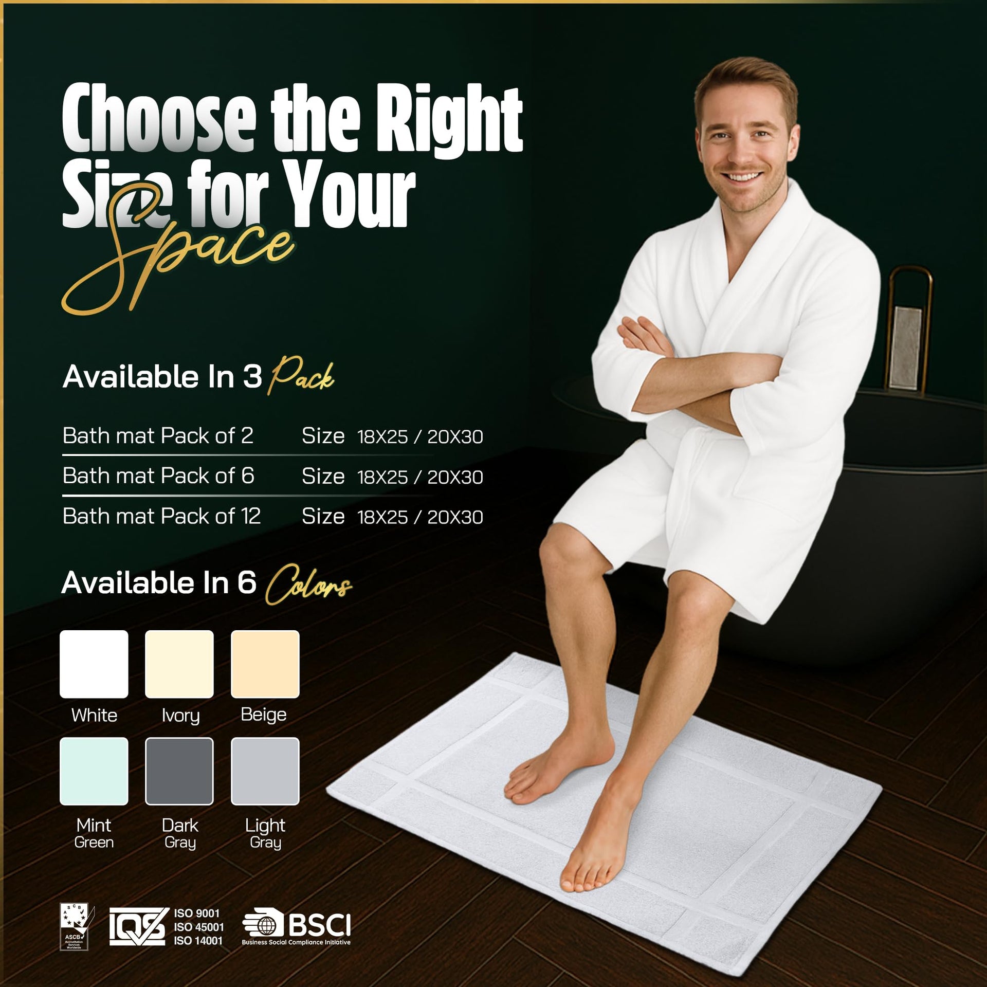 Pack of 6 100% Small Cotton Bath Mat Towels (6 Count)