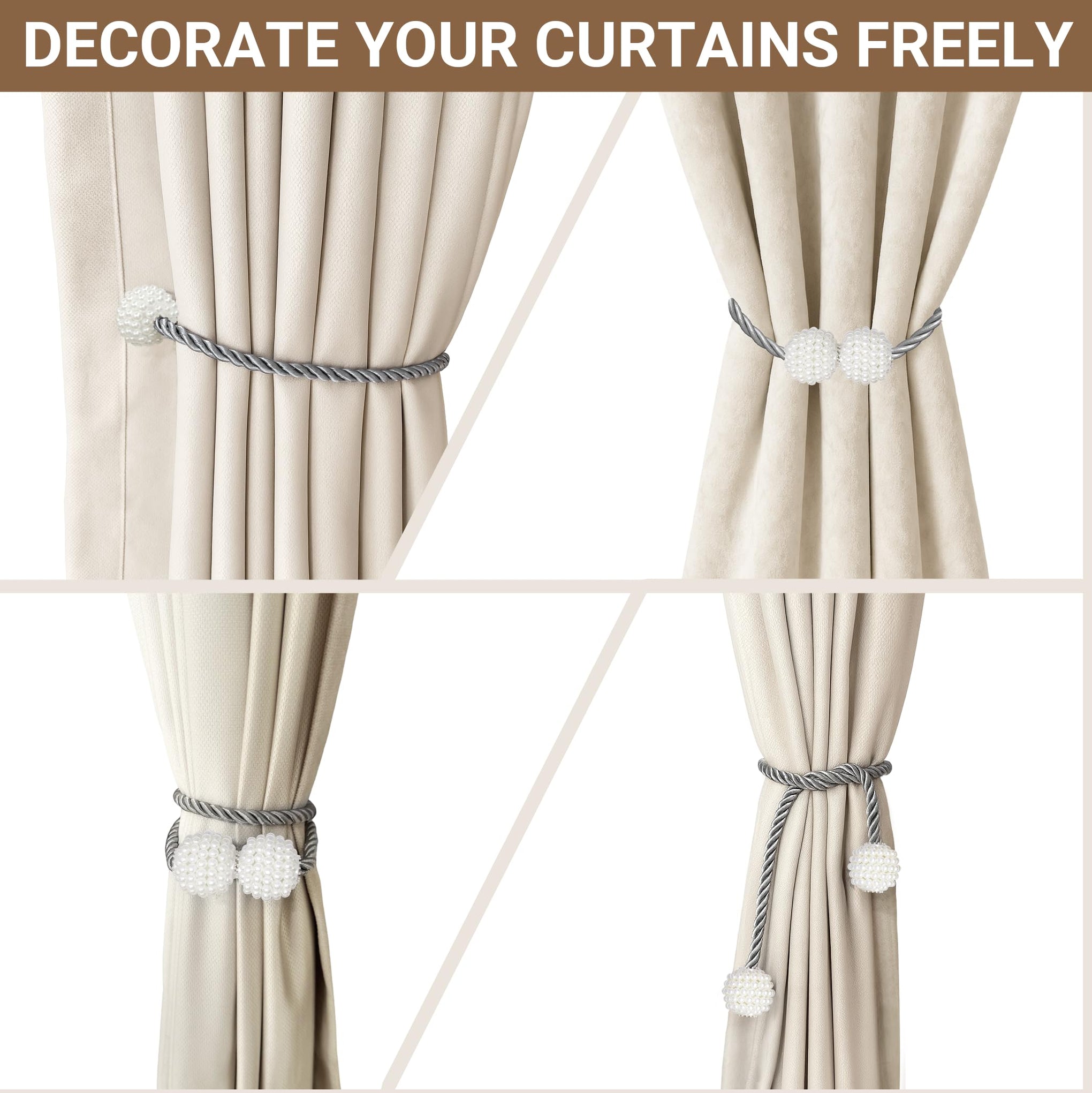 Magnetic Curtain Tiebacks Grey 2pcs (2 Count)