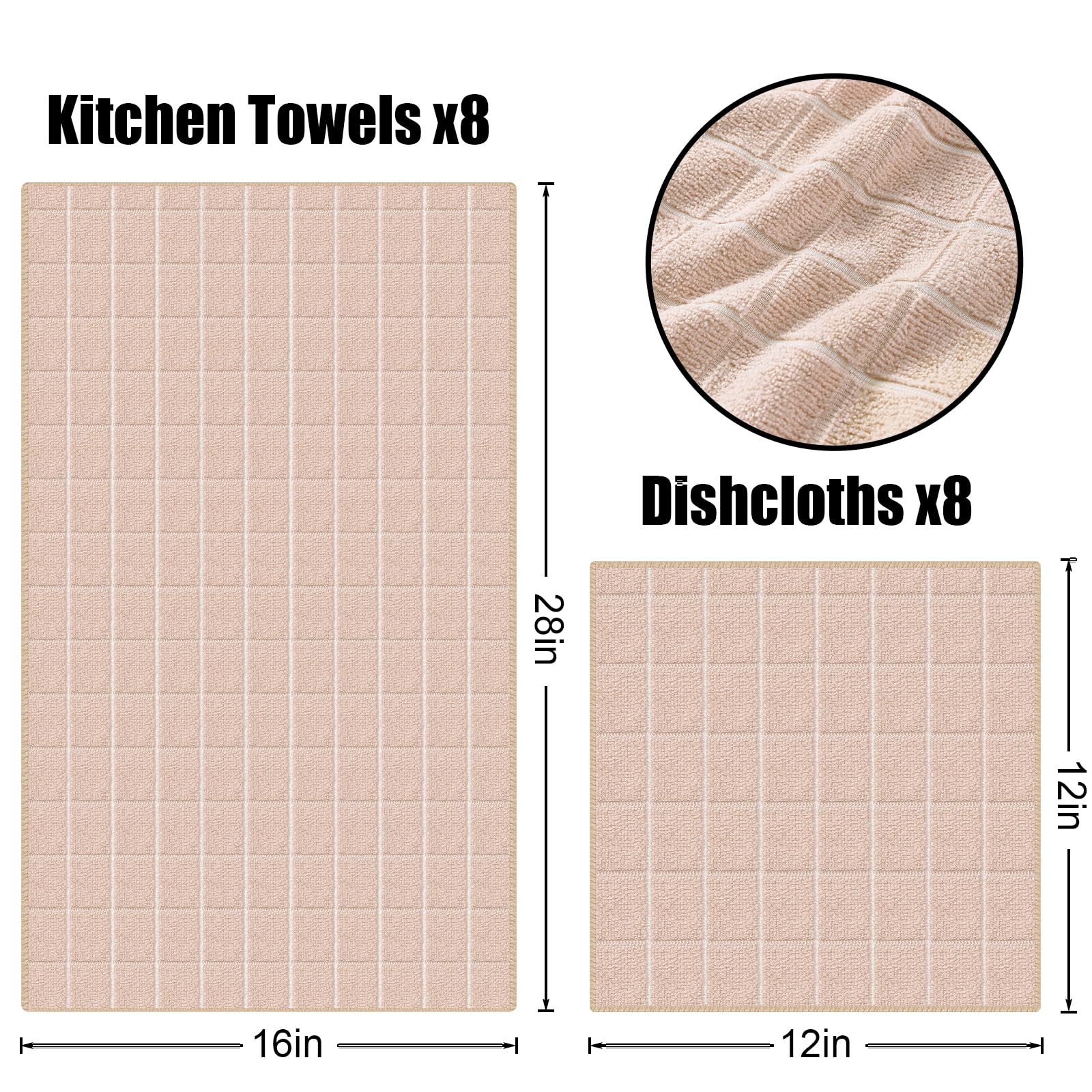 Microfiber Kitchen Towels and Dishcloths Sets (16 Count)
