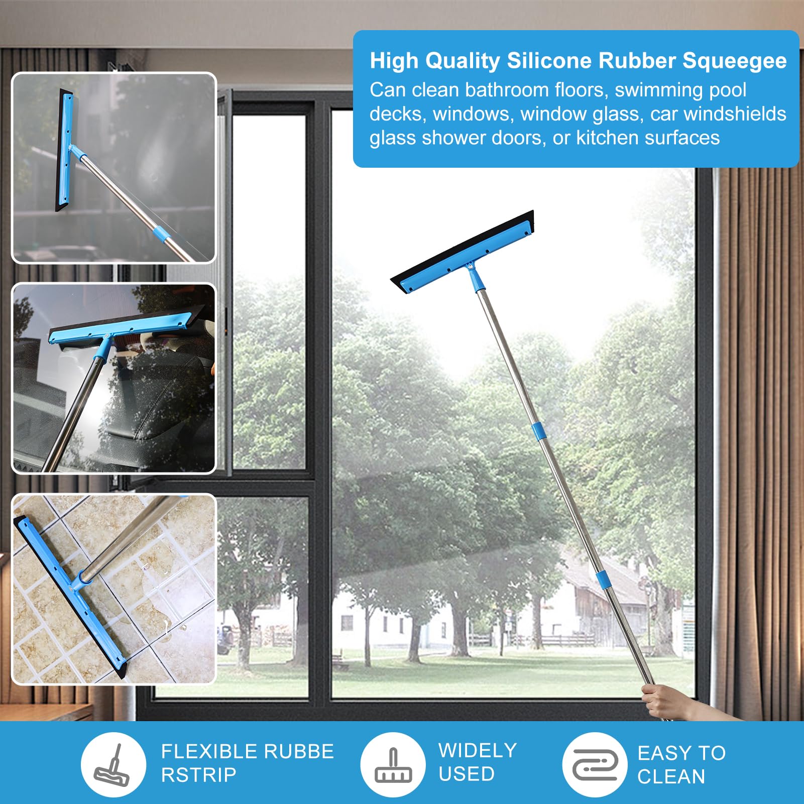 High Reach Duster Kit with14 ft Extension Pole High Ceiling Dusting and Window Cleaning Kit with Spliceable Pole