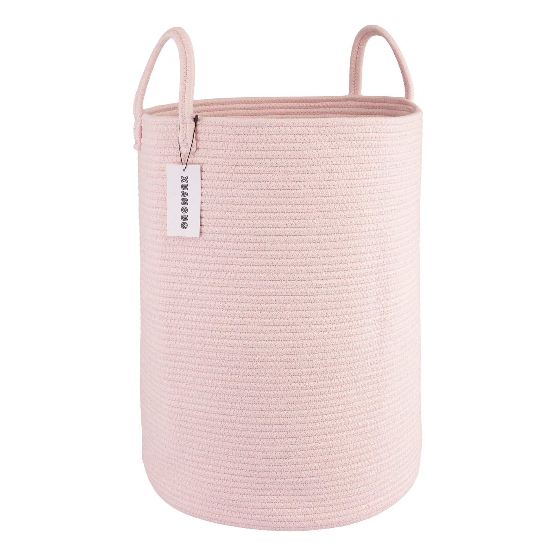Cotton Rope Laundry Basket Hamper for Clothes Large Light Pink