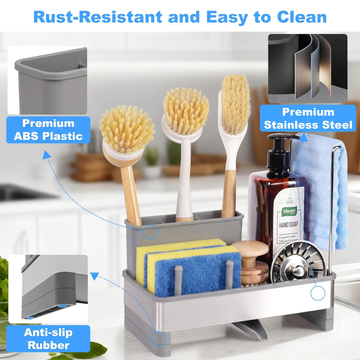 Sponge Holder for Kitchen Sink Caddy Organizer