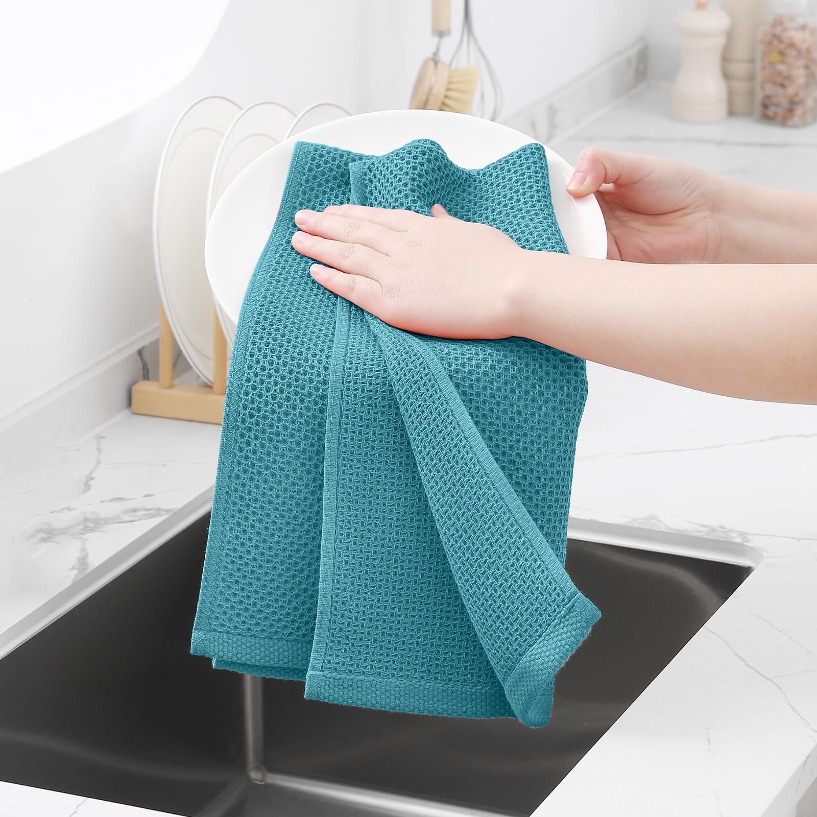 100% Cotton Waffle Weave Kitchen Dish Towels 24 (24 Count)