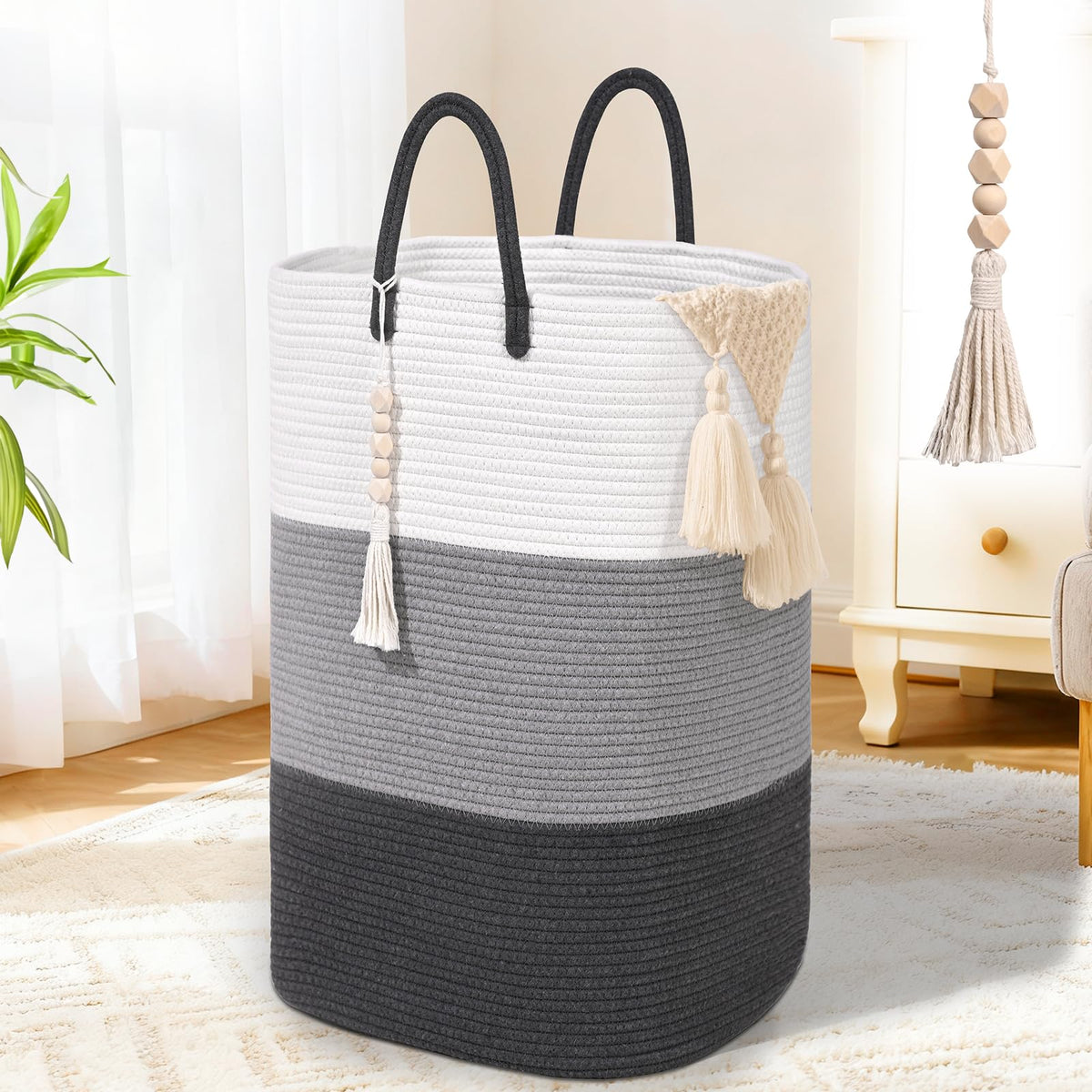 Woven Laundry Basket for Clothes (33.814 Fl Oz)