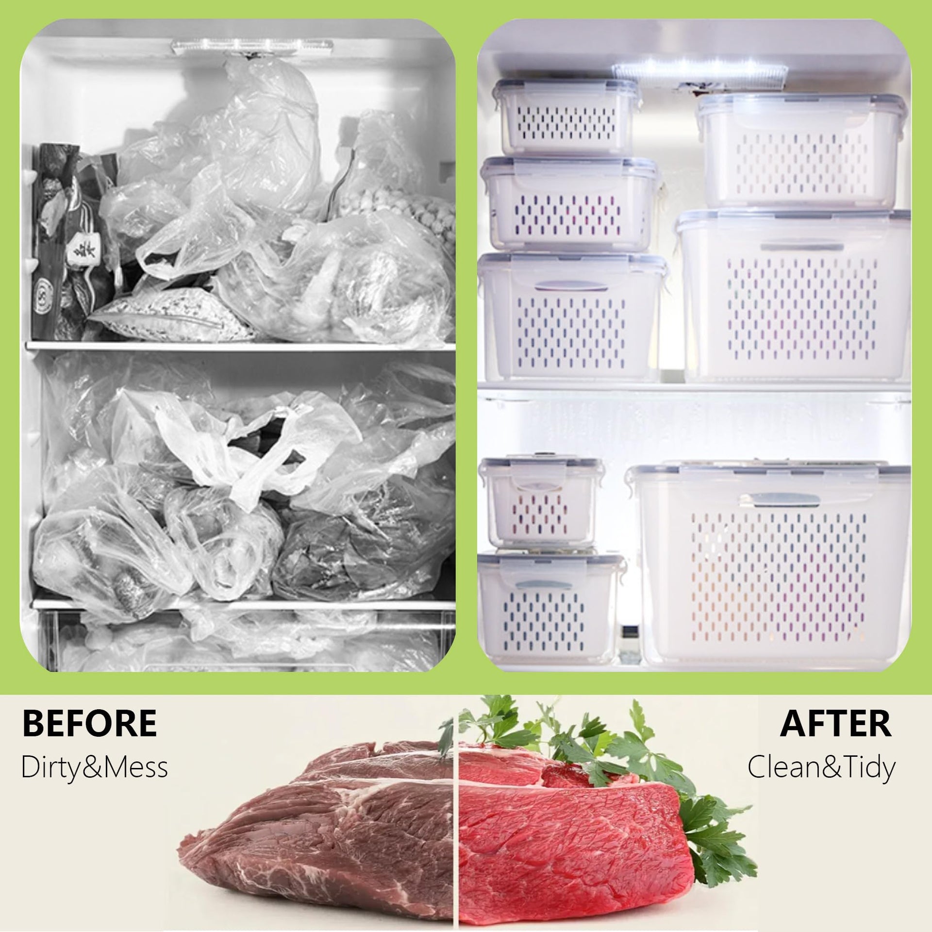 5 Pack Fruit Storage Containers for Fridge (2 Count)