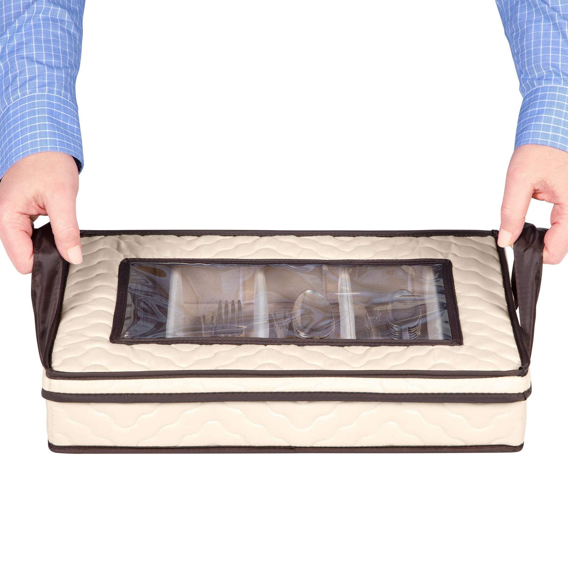 Flatware Storage Case 5 Compartments Silverware Container Box
