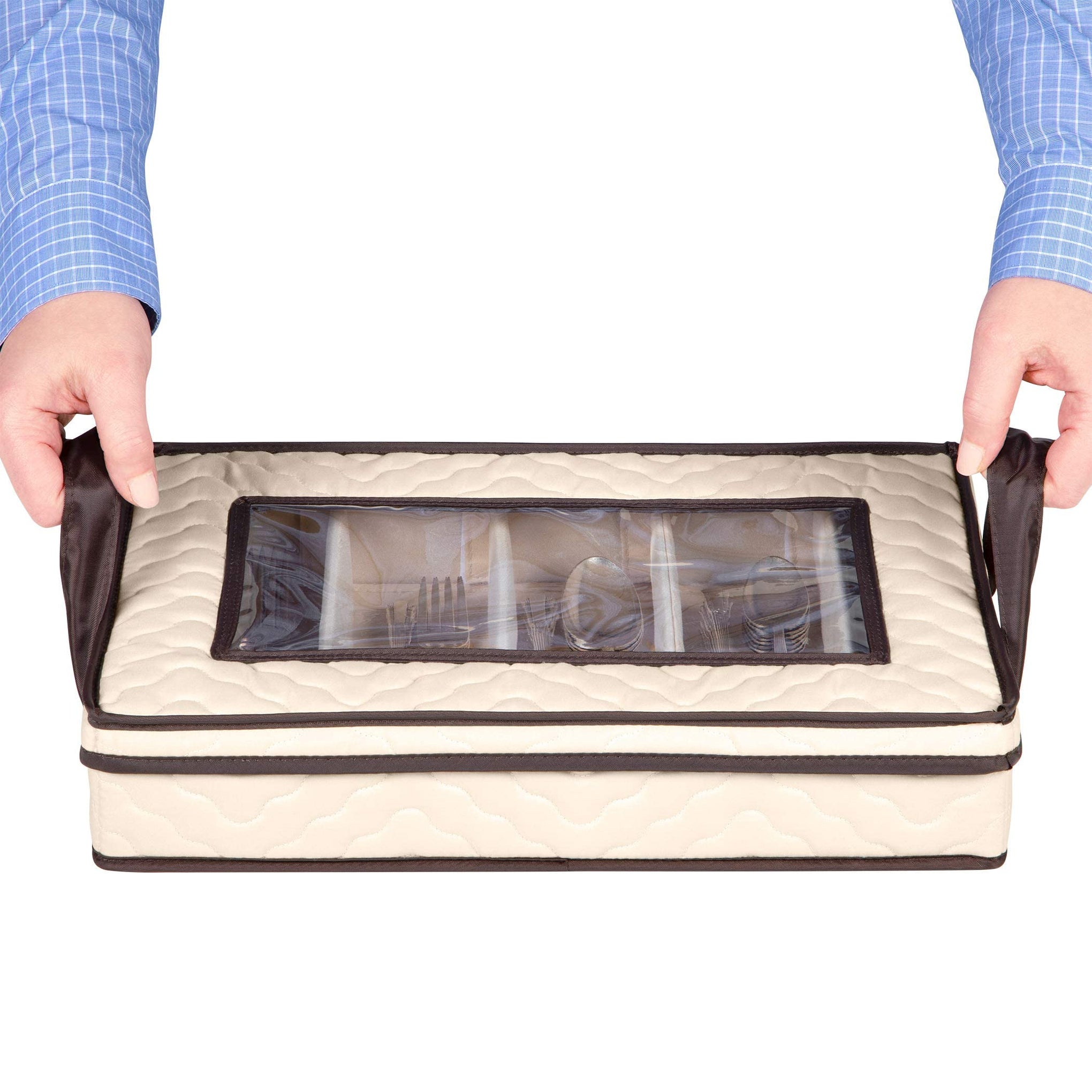 Flatware Storage Case 5 Compartments Silverware Container Box