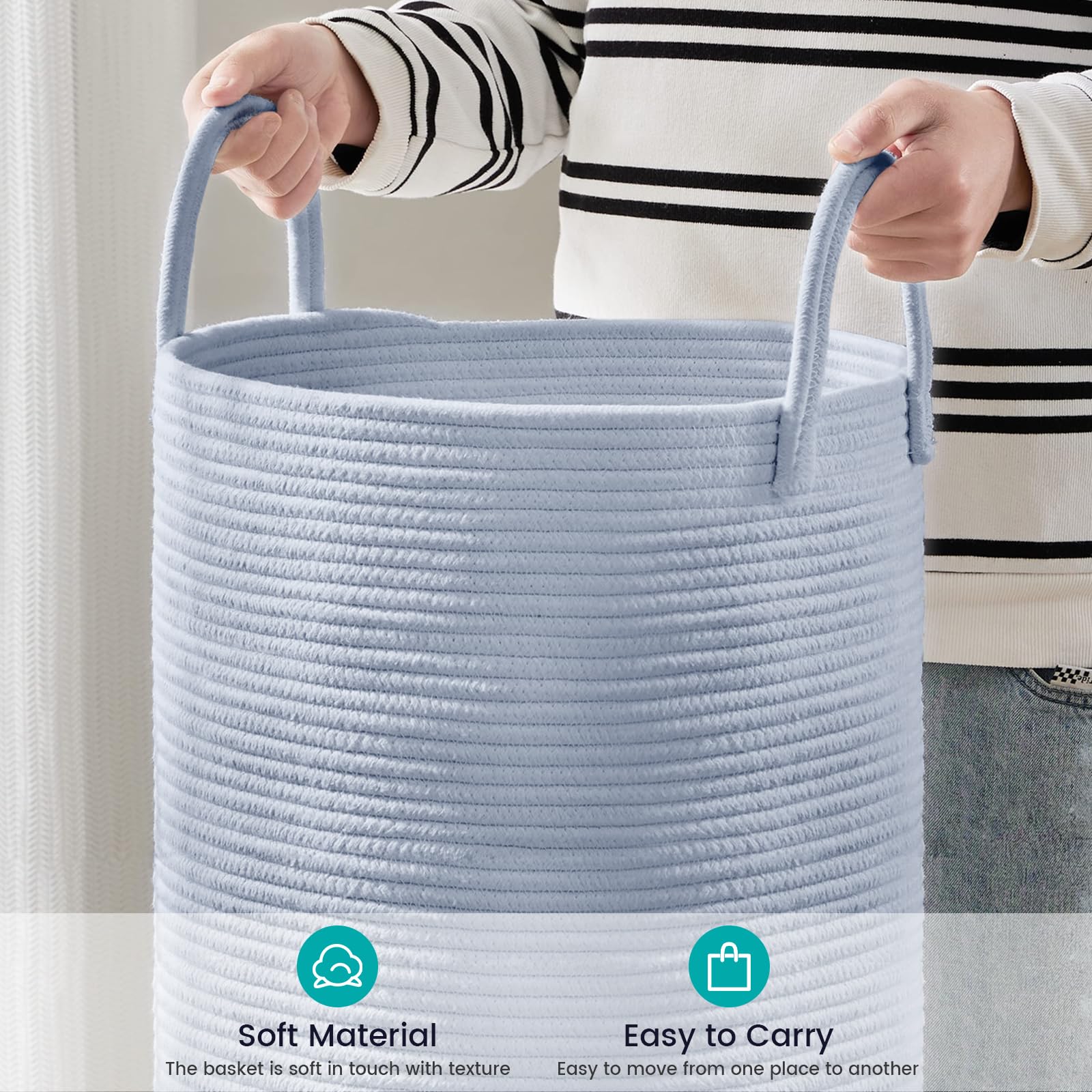 Cotton Rope Laundry Hamper Basket (1961.2133 Fl Oz) - ModHome Supplies