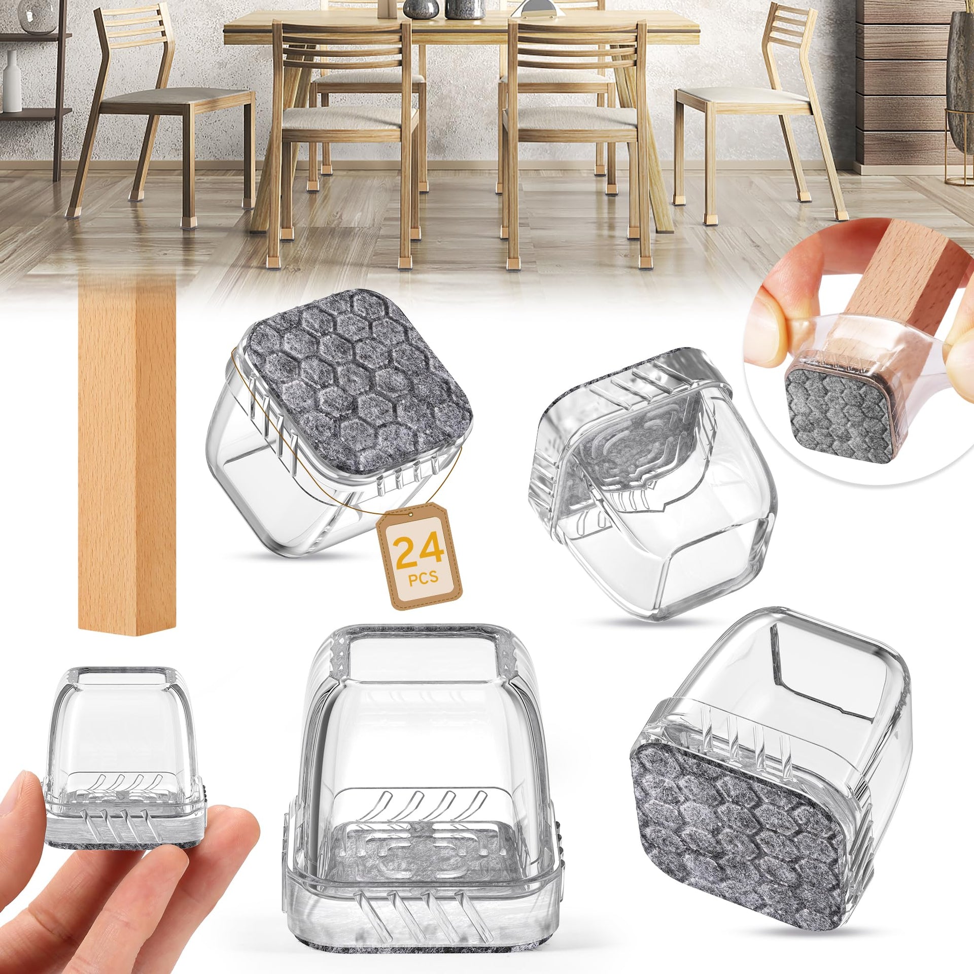 24PCS Extra Small Chair Leg Floor Protectors (24 Count)