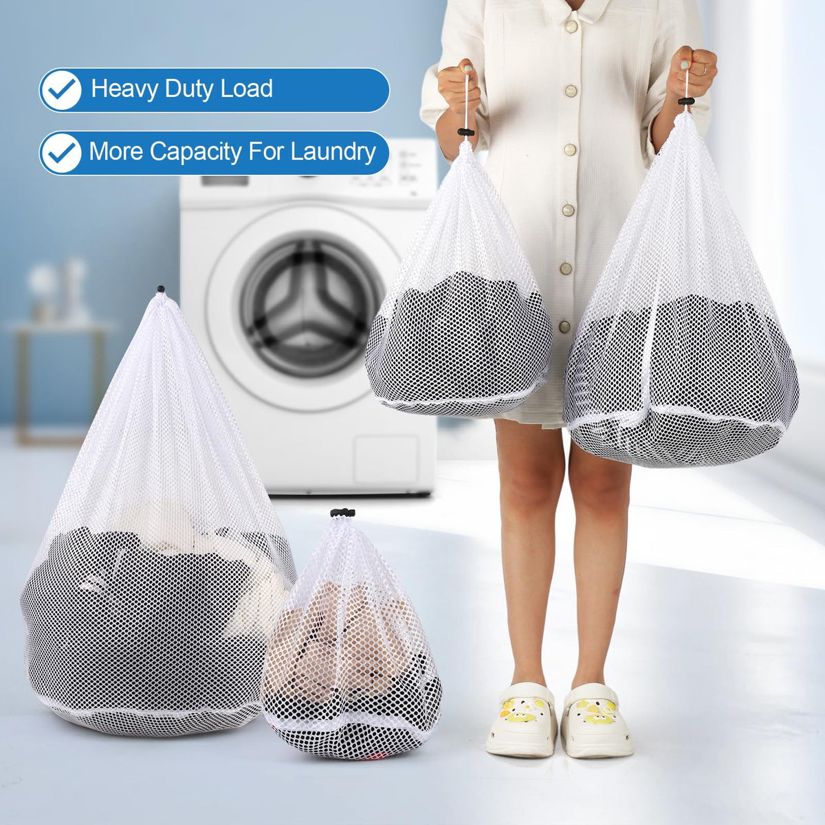 4Pcs Mesh Laundry Bags Washing Machine Mesh Wash Bags for Clothes (4 Count)