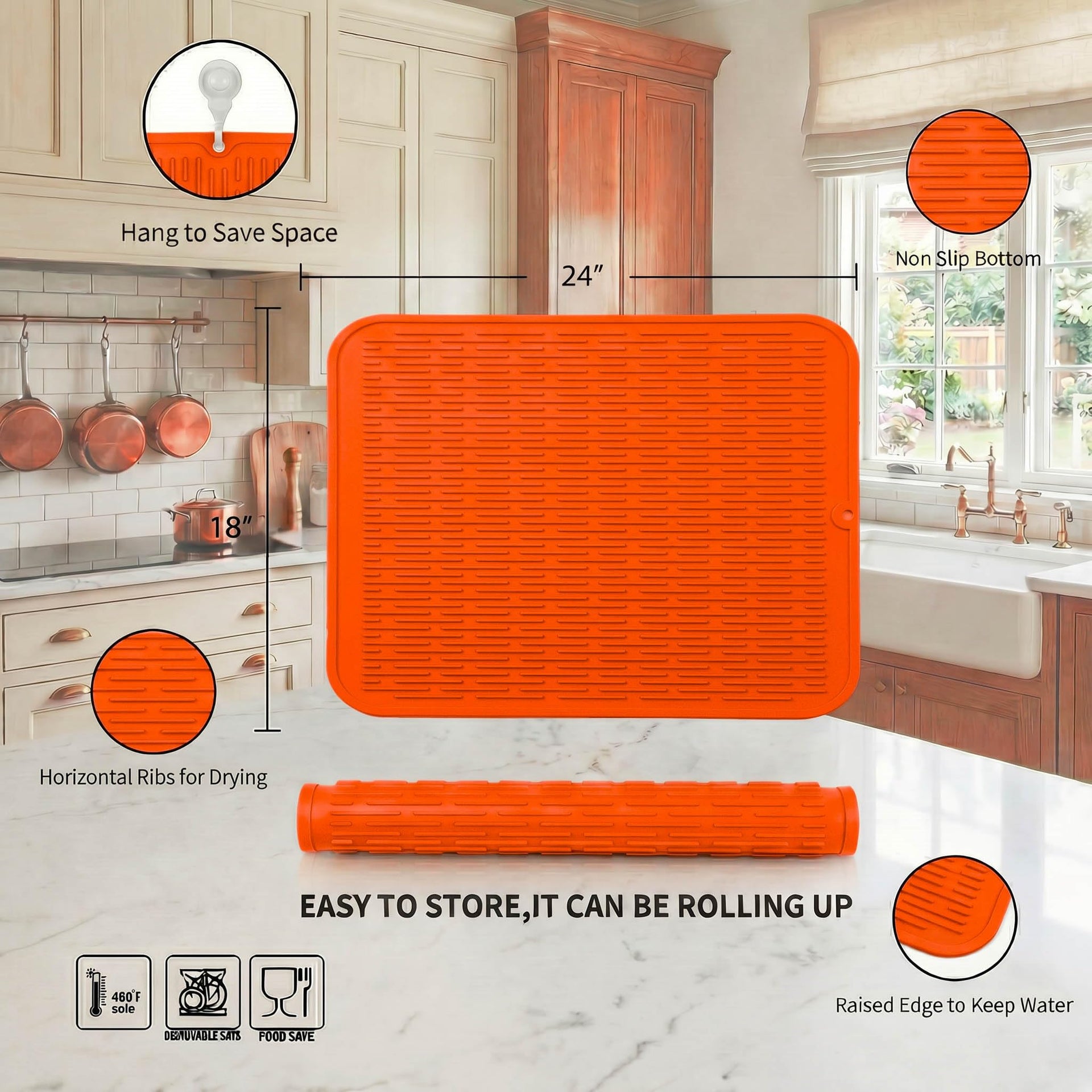 Silicone Dish Drying Mat for Multiple Usage