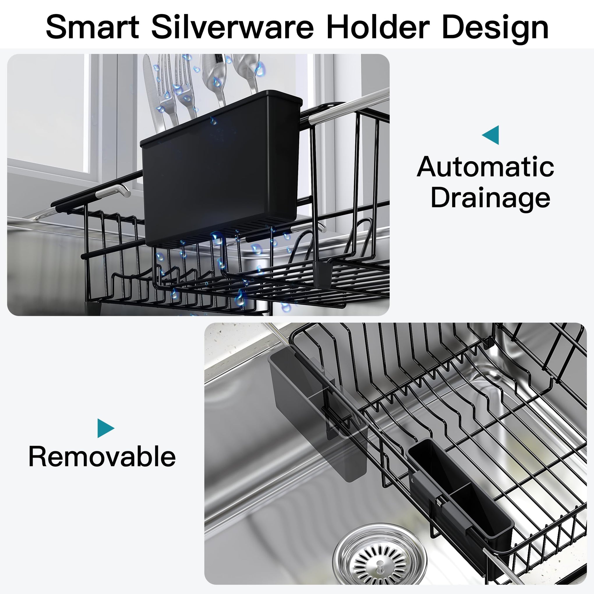 Black Dish Drying Rack in Sink