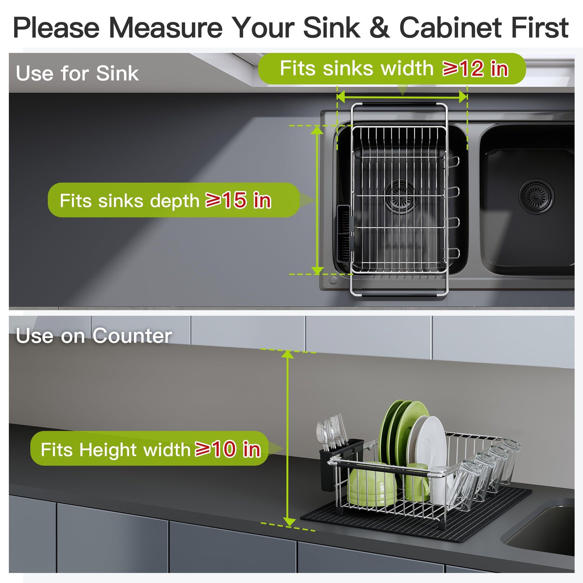 in Sink Dish Drying Rack with Mat