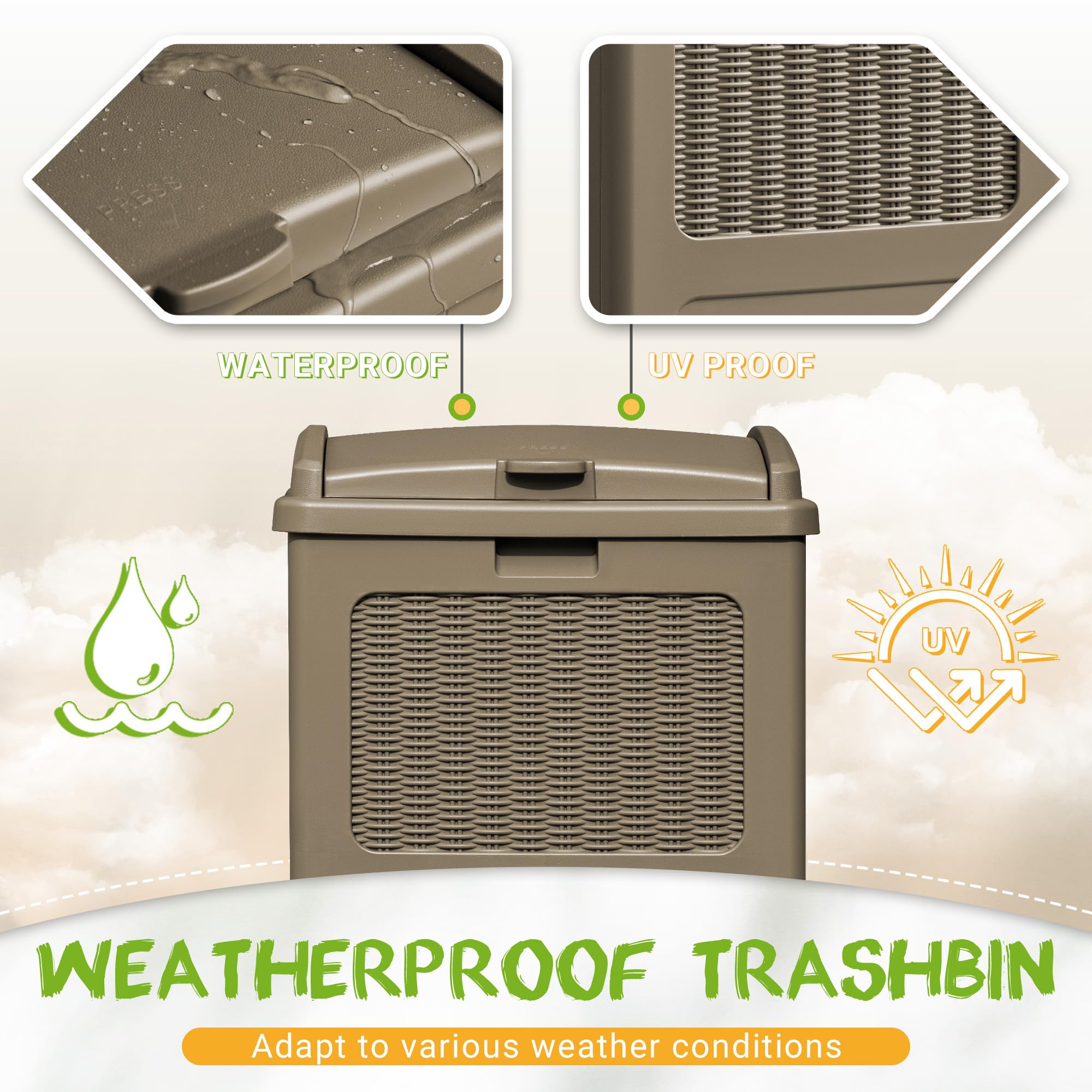4 Pack Outdoor Trash Can with Lid