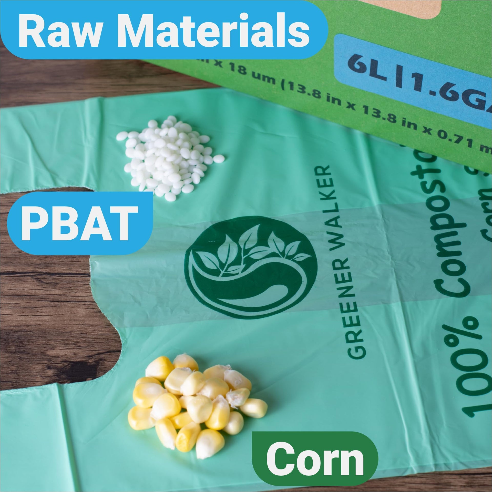 100% Compostable Trash Bags with Tie Handles (150 Count)
