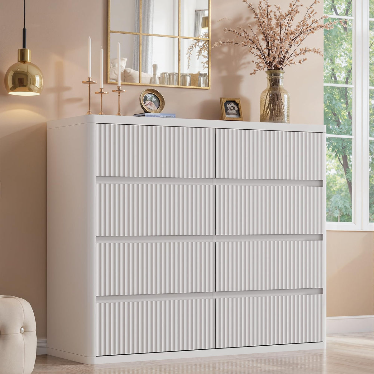 White 8 Drawer Dresser for Bedroom