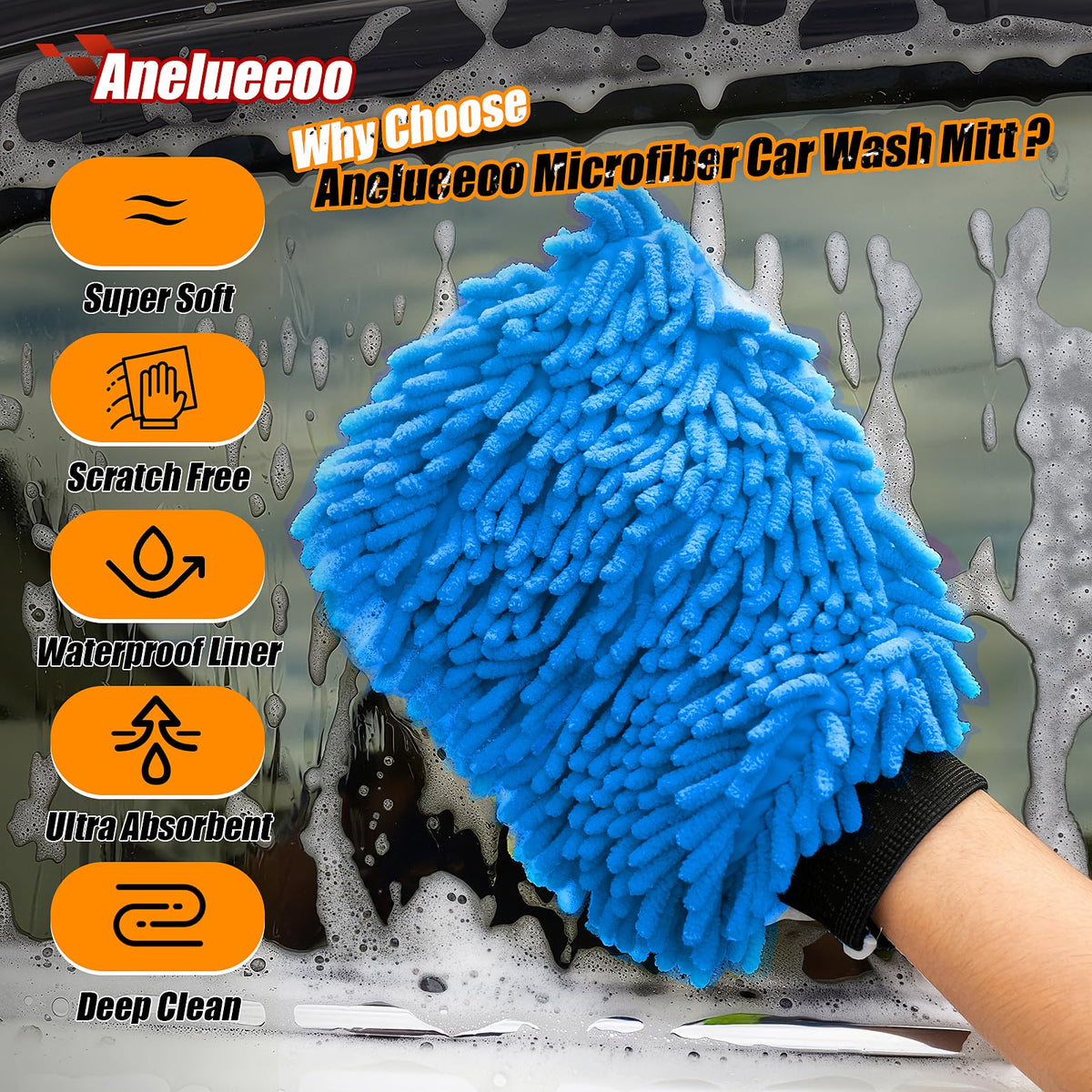 Car Wash Mitt Microfiber (4 Count)