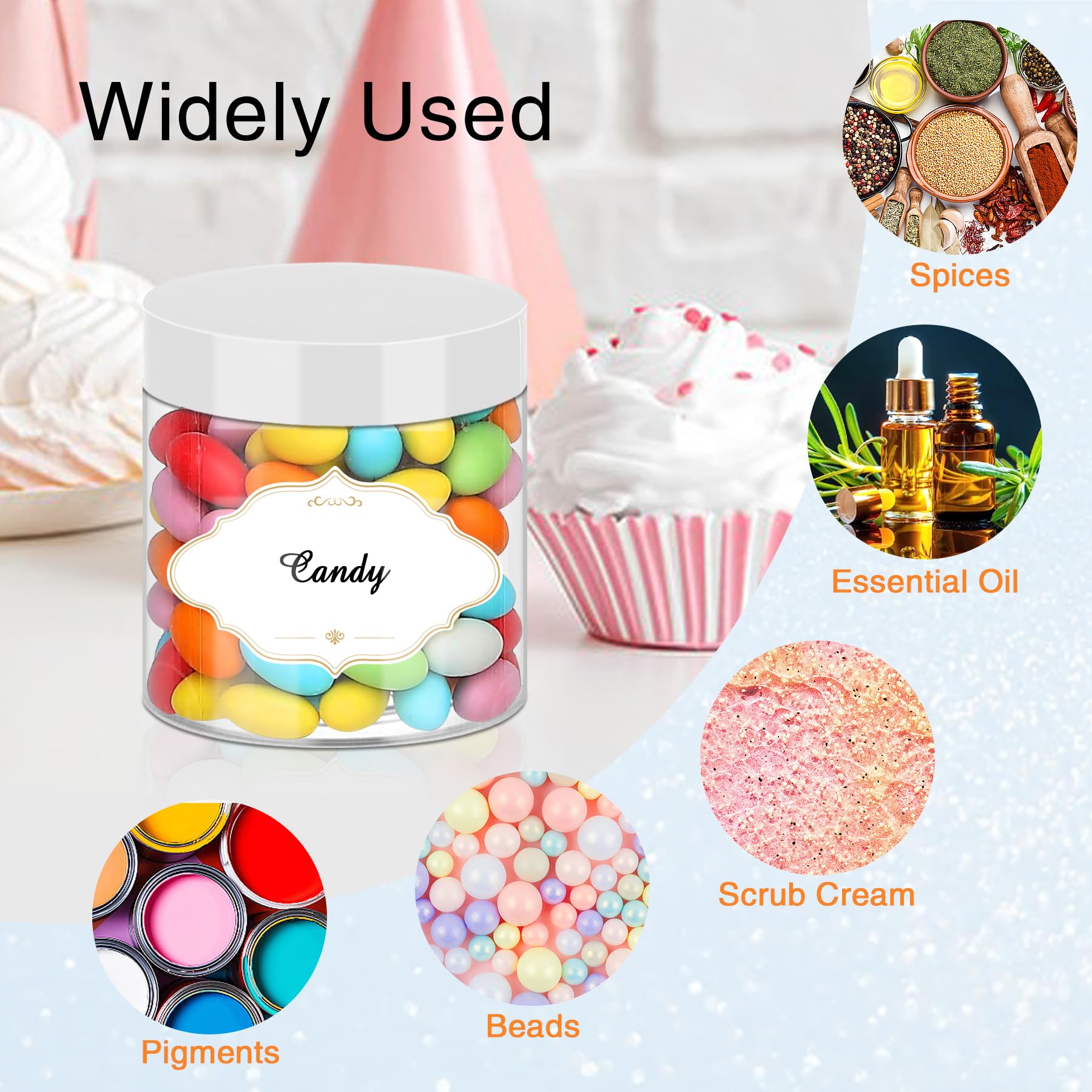 6 OZ Plastic Jars with White Lids (48 Count)