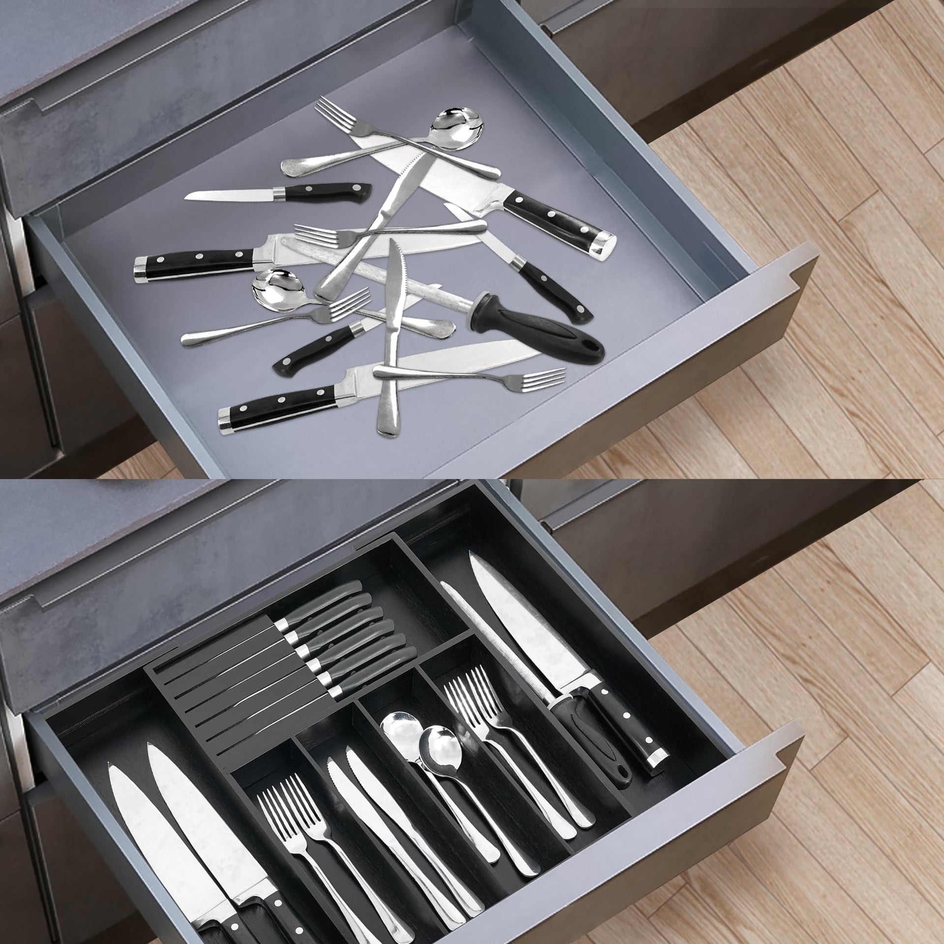 Bamboo Silverware Drawer Organizer