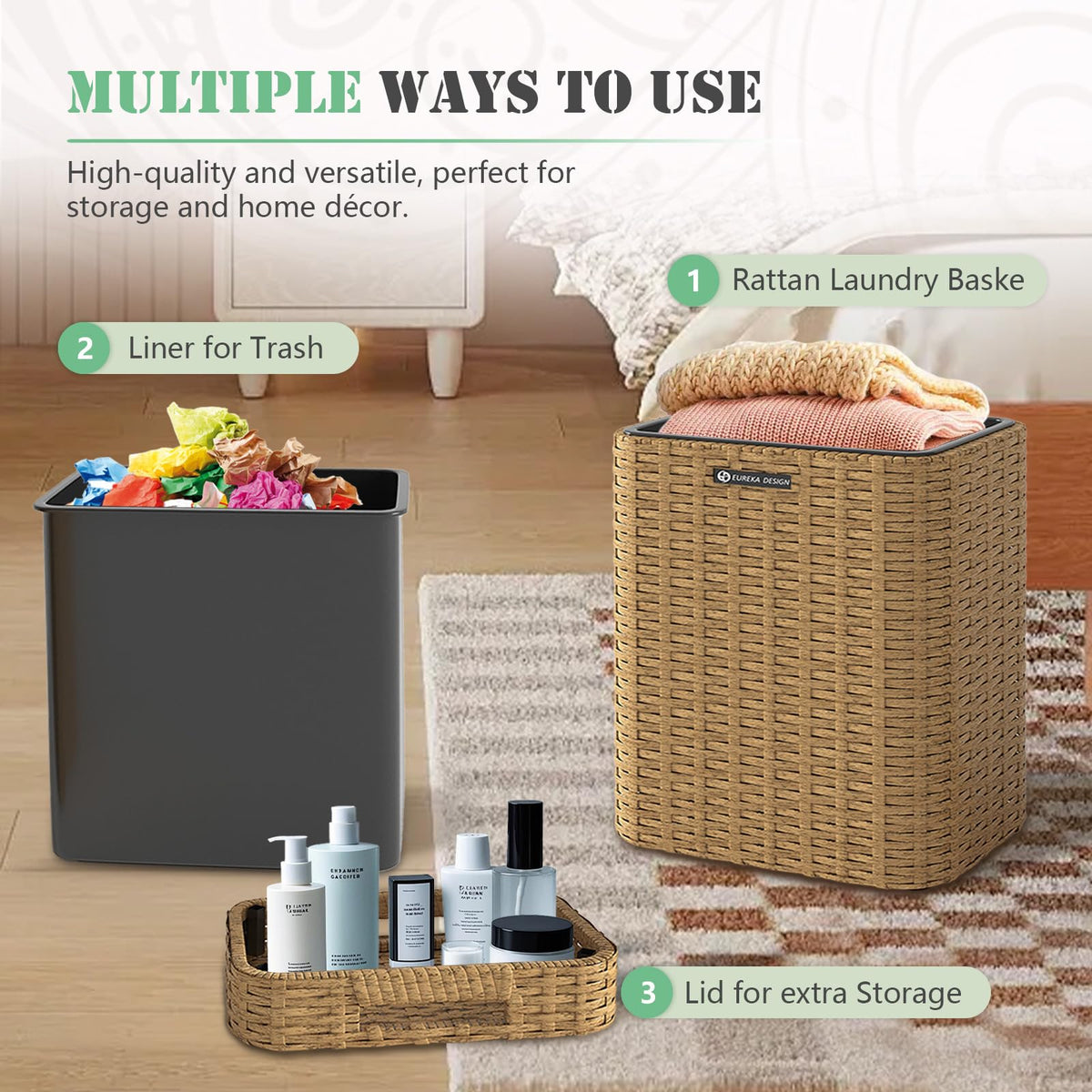 Ypati Rattan Trash Can with Lid