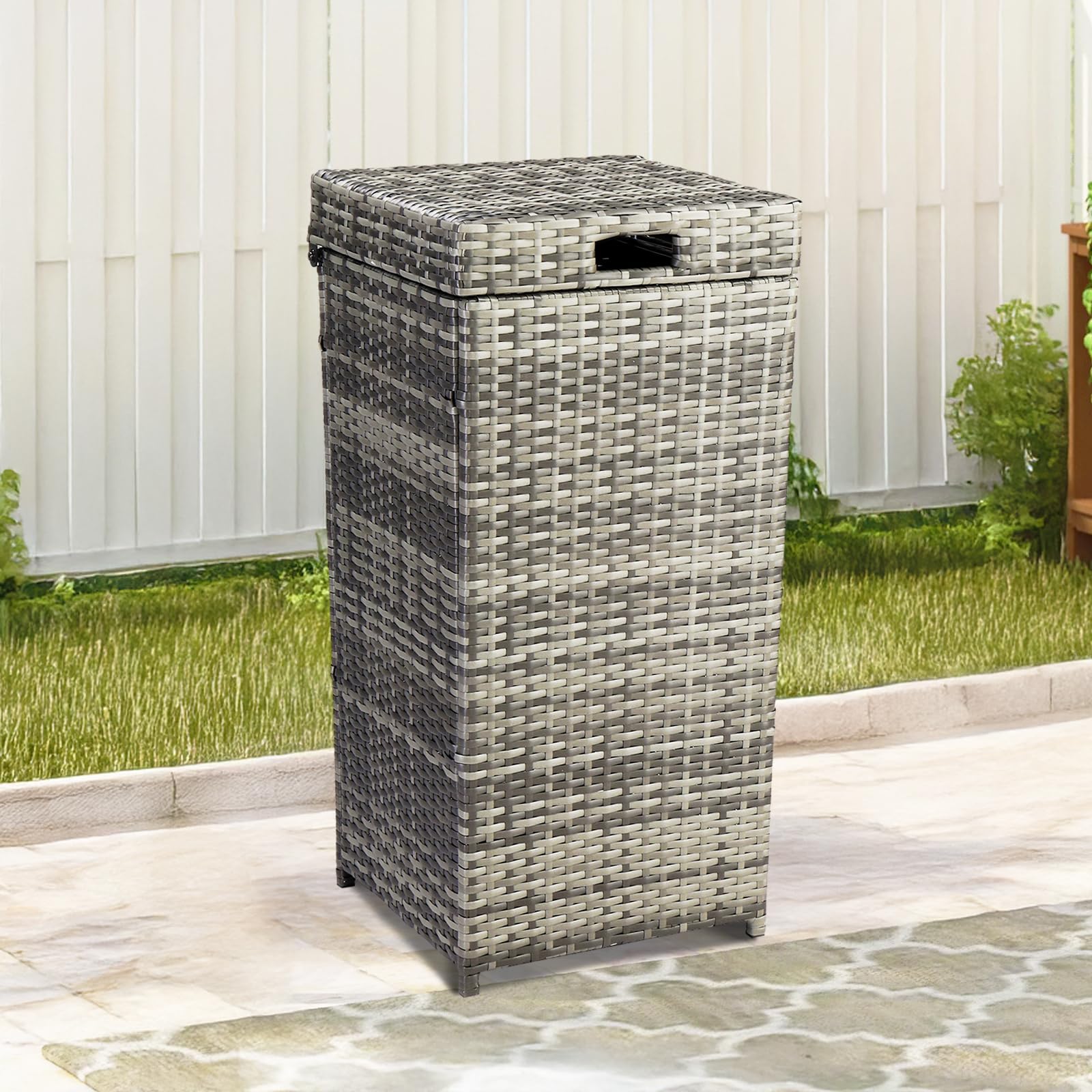 Wicker Patio Trash Can